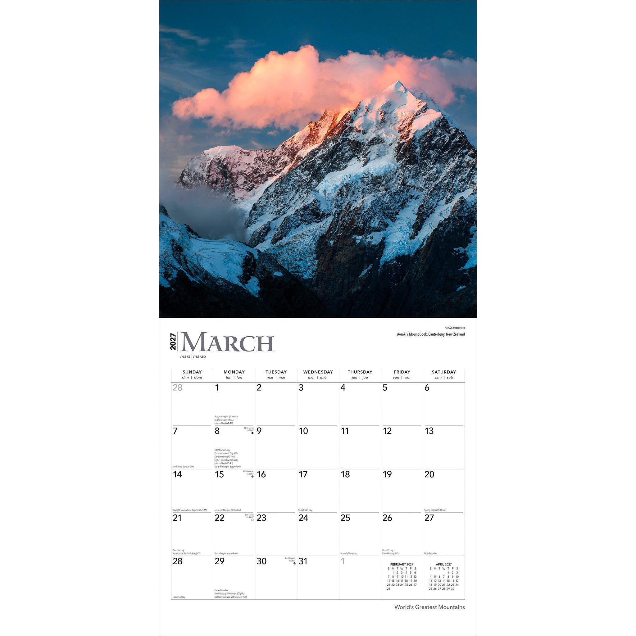 World's Greatest Mountains 2027 Wall Calendar - Online Only