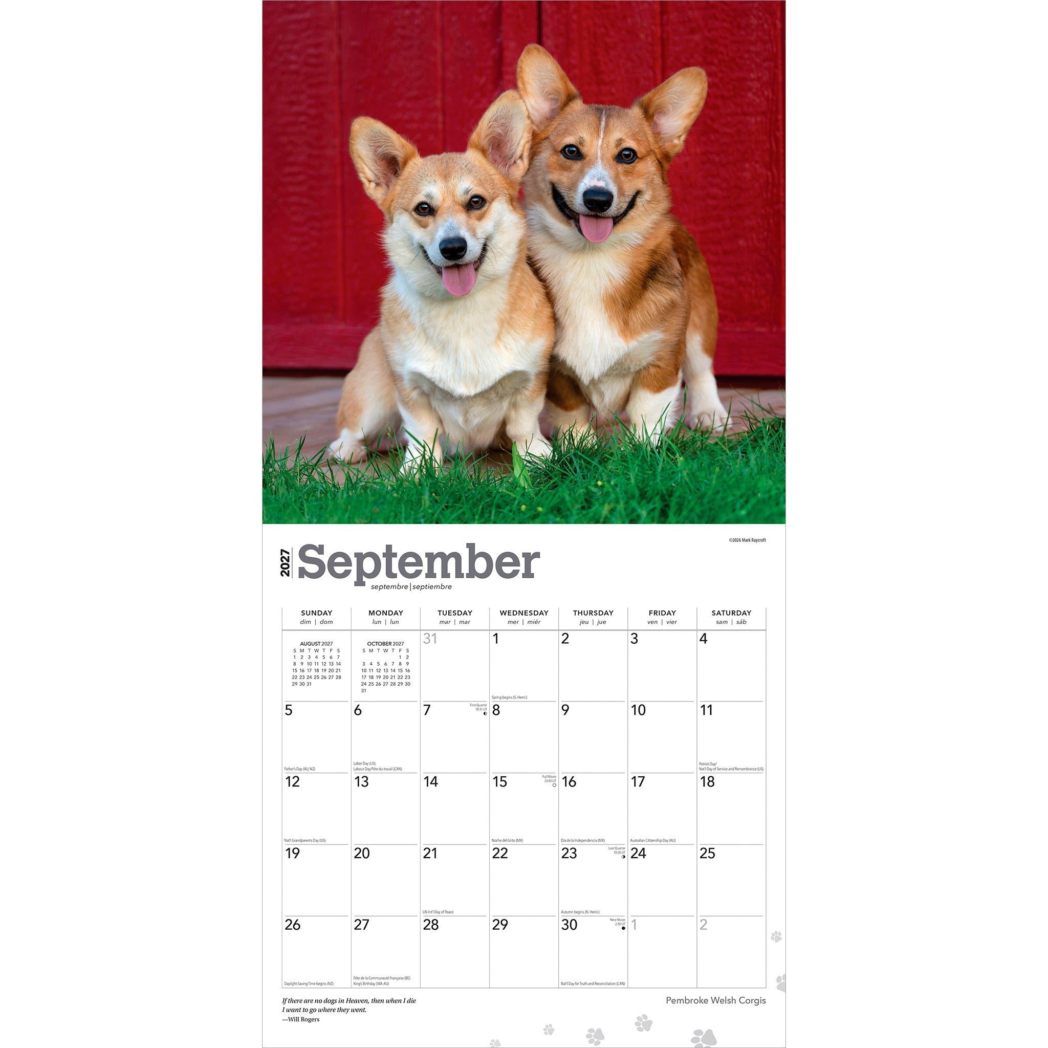 Pembroke Welsh Corgis 2027 Wall Calendar - Online Only