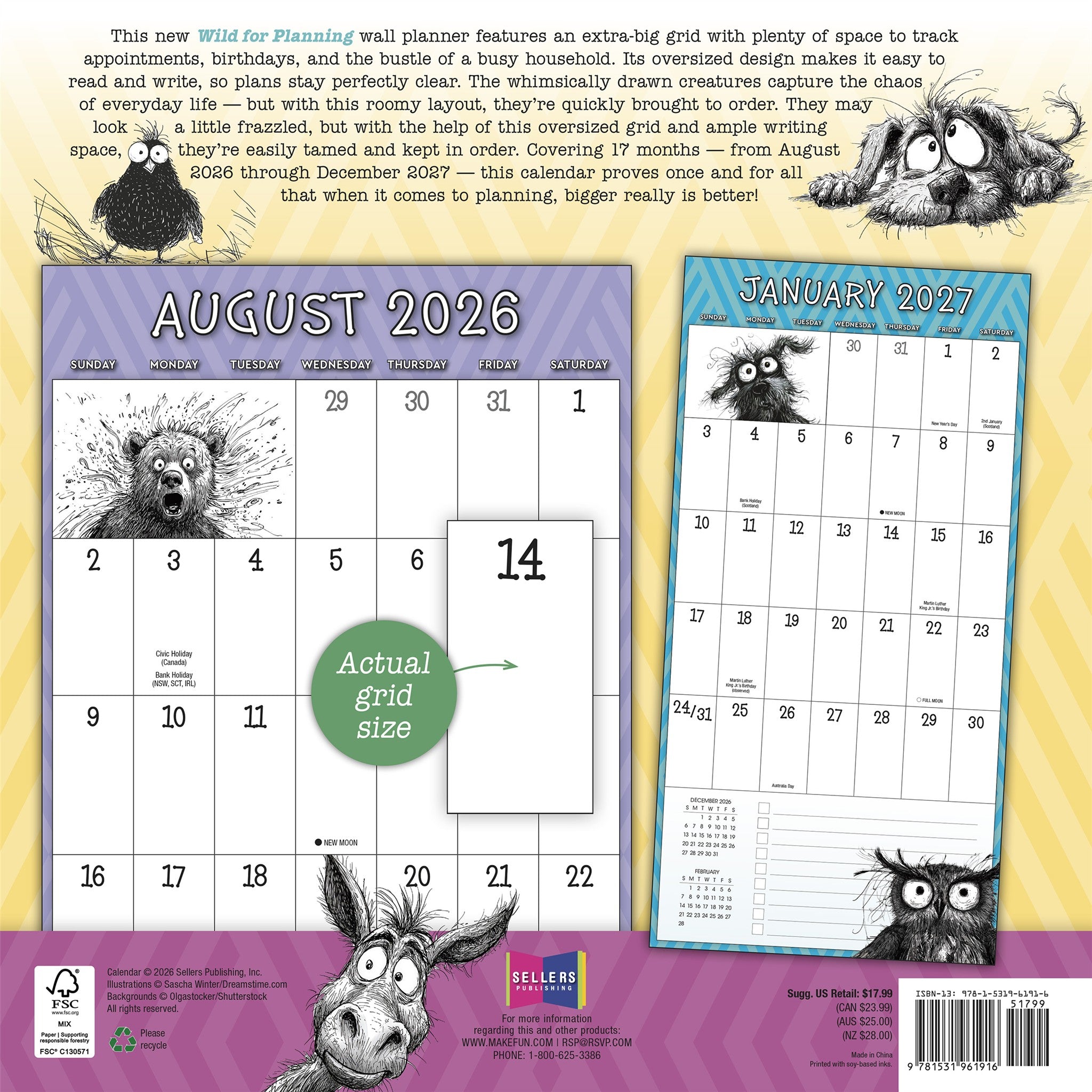 Wild for Planning 2026-2027 Wall Calendar