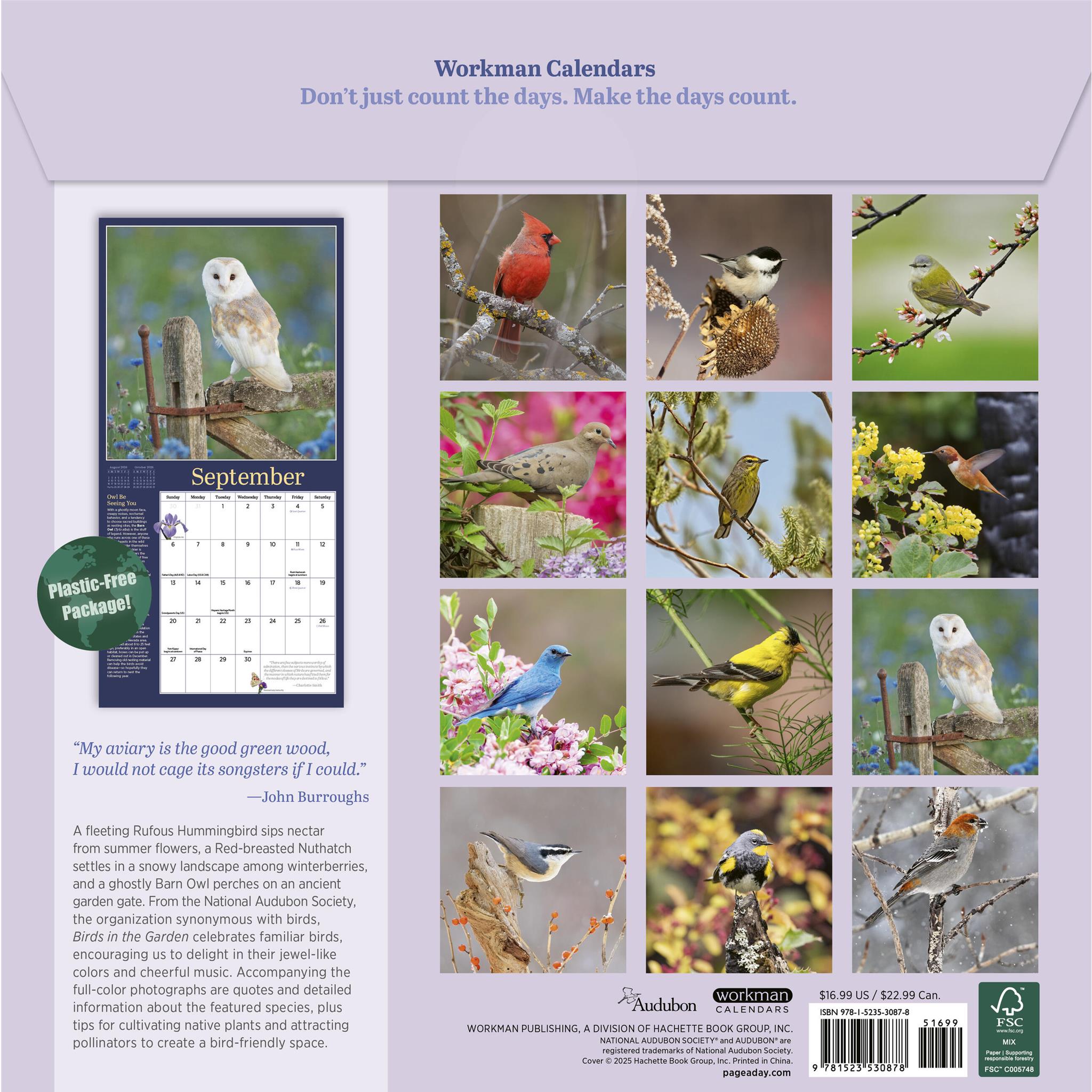Calendrier mural Audubon Oiseaux du jardin 2026