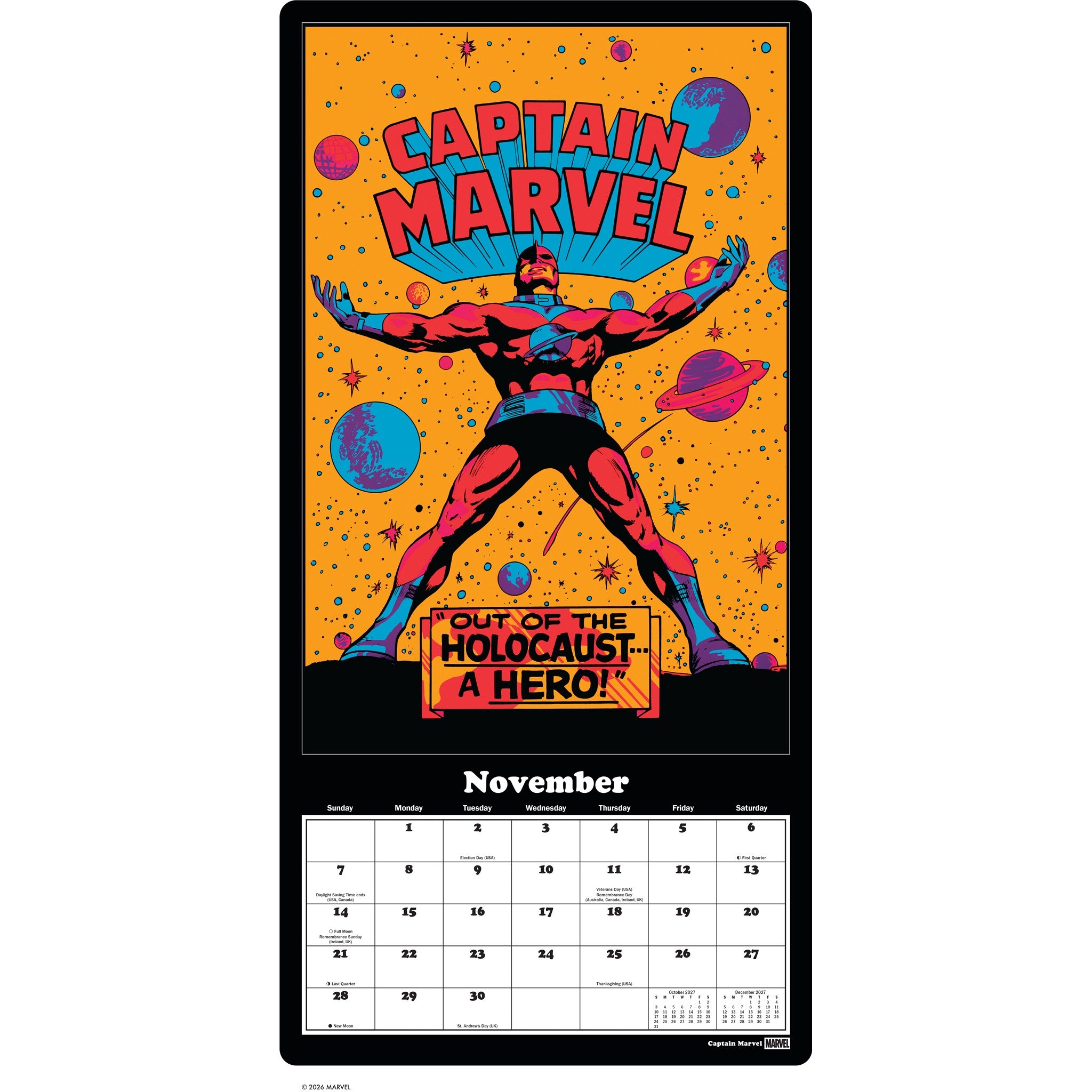 Marvel Classic Black Light Posters 2027 Wall Calendar