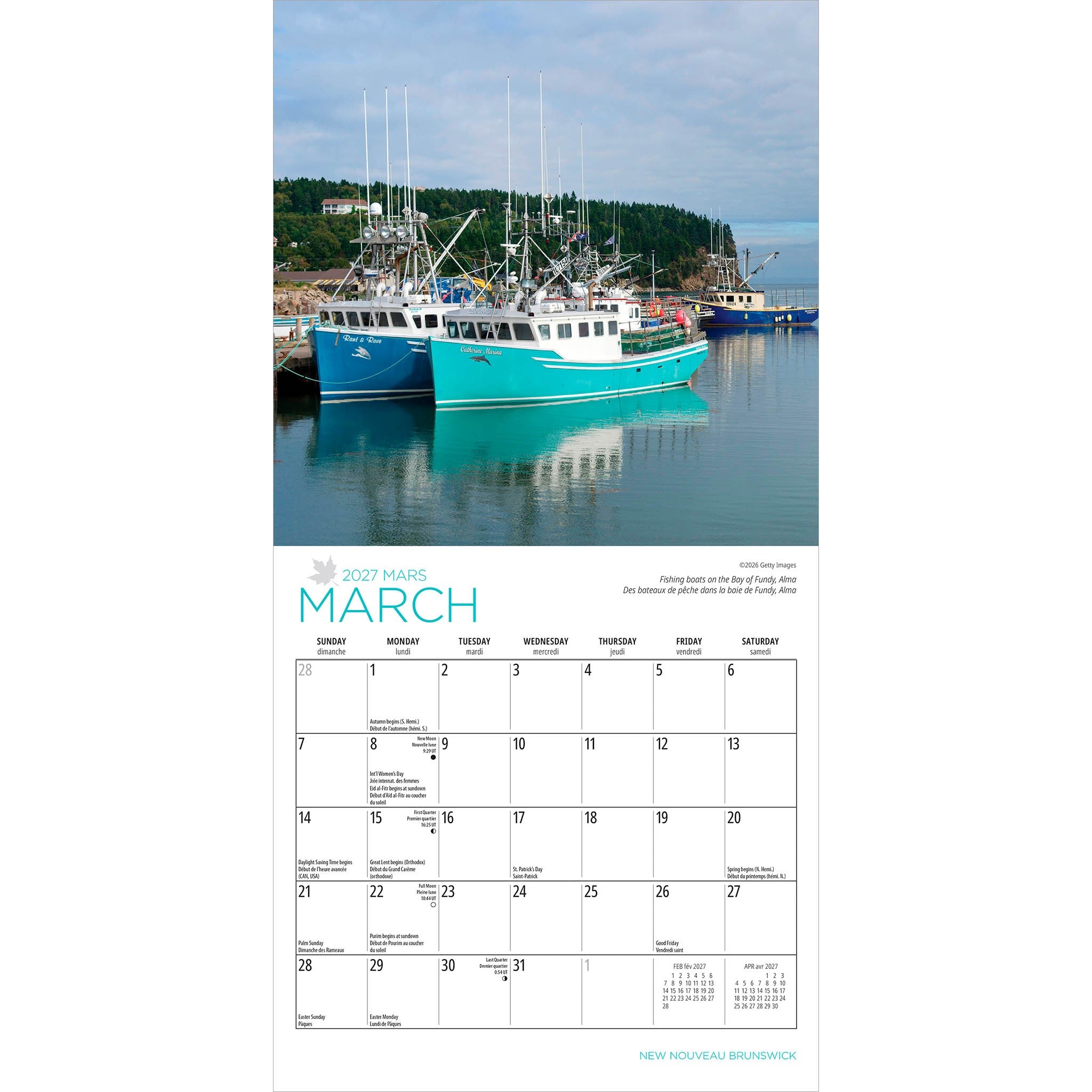 New Brunswick / Nouveau-Brunswick 2027 Mini Calendar