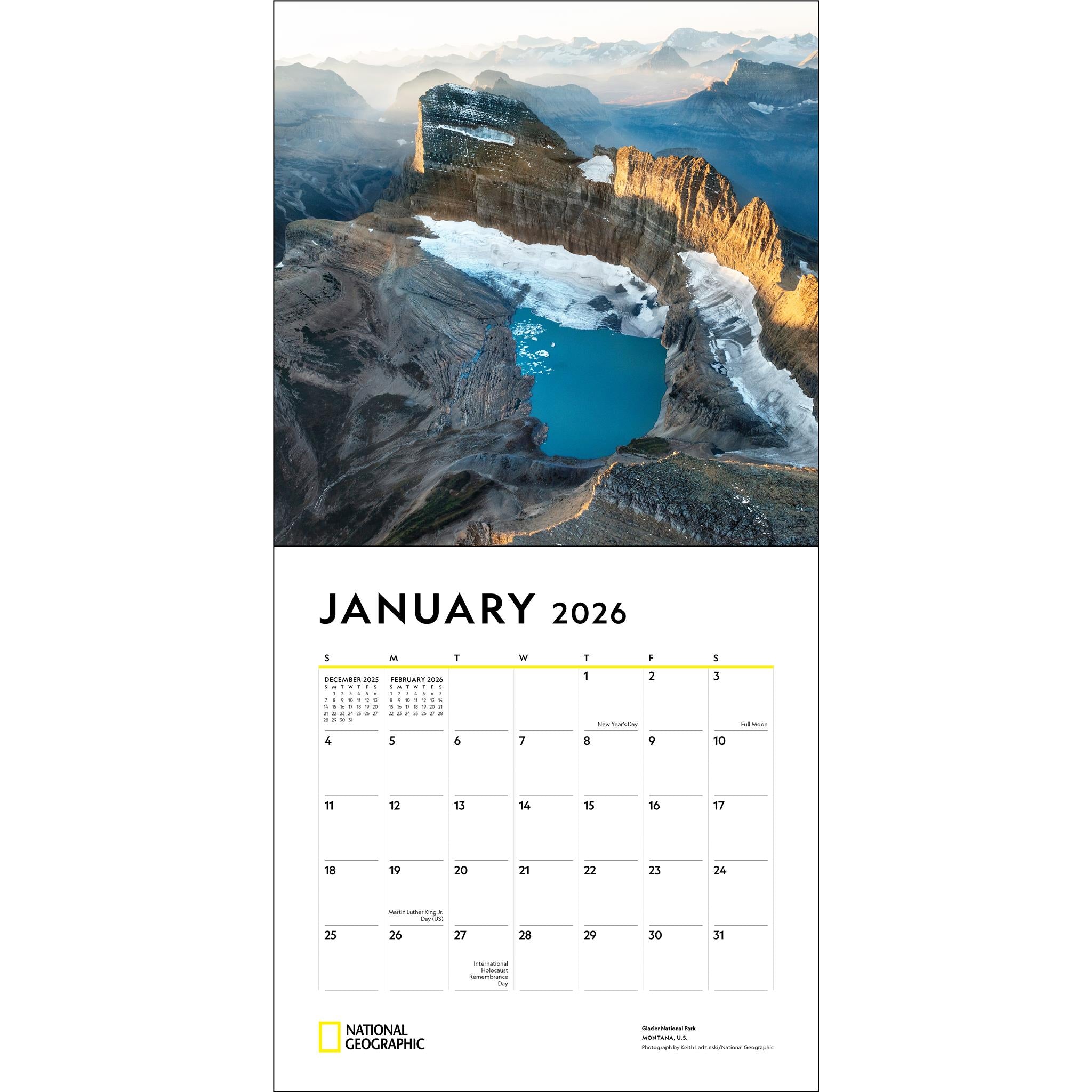 Calendrier mural National Geographic Parcs nationaux 2026 - Disponible uniquement en ligne