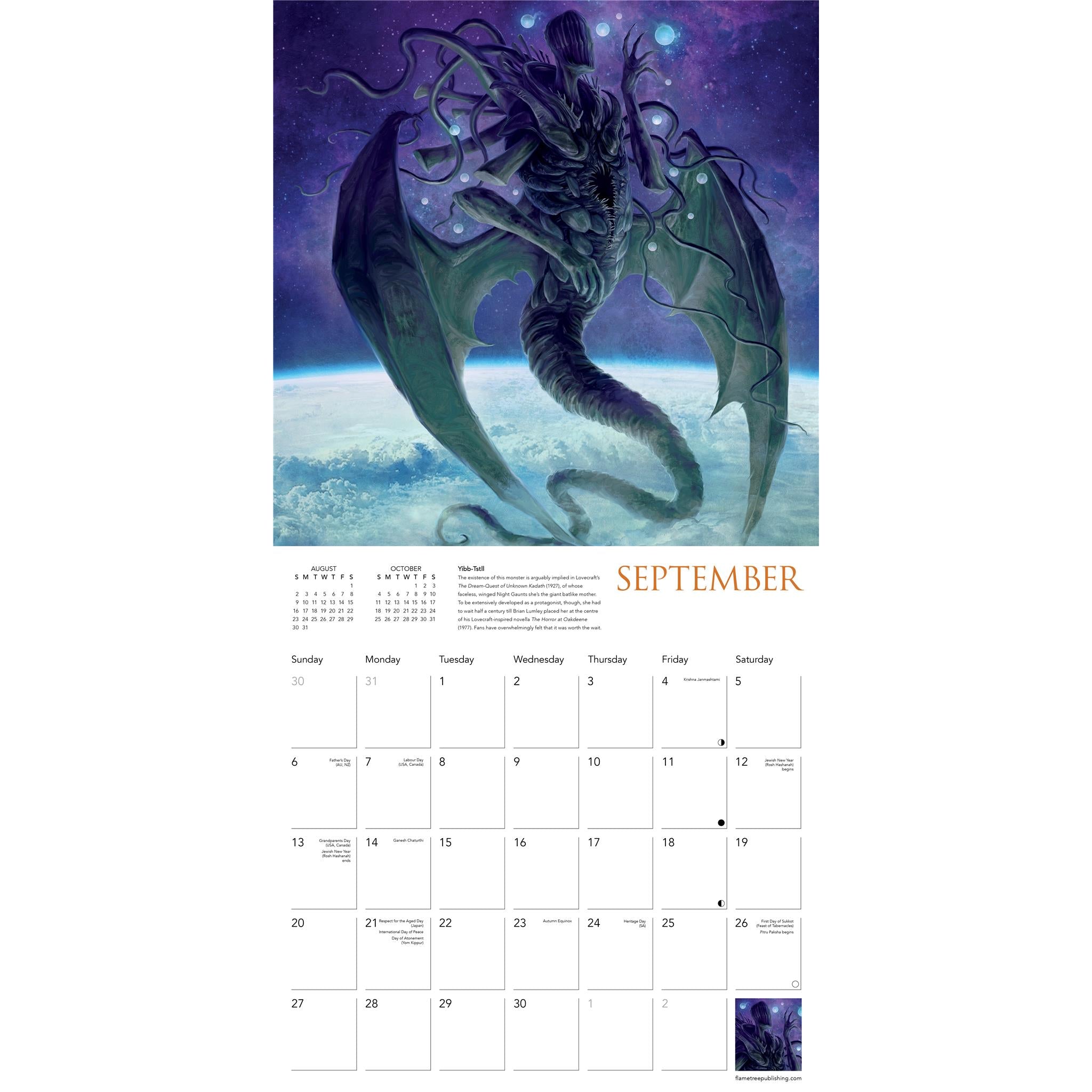 Calendrier mural 2026 Lovecraft illustré par Jason Engle - Disponible uniquement en ligne