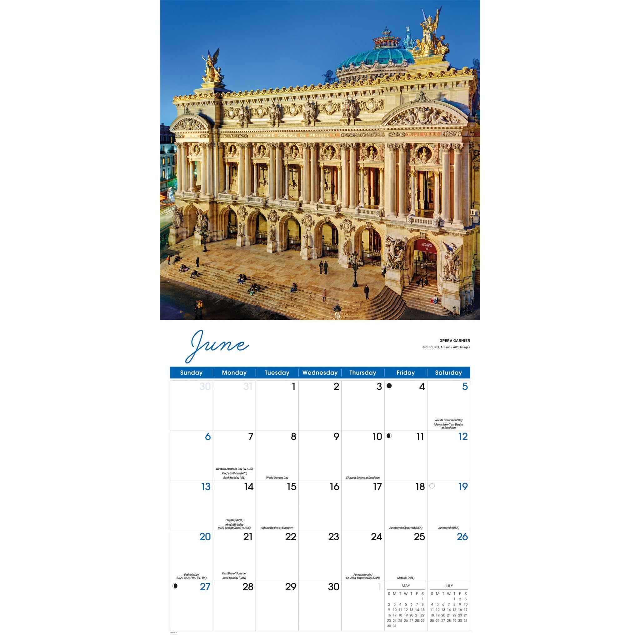 Calendrier mural Paris 2027