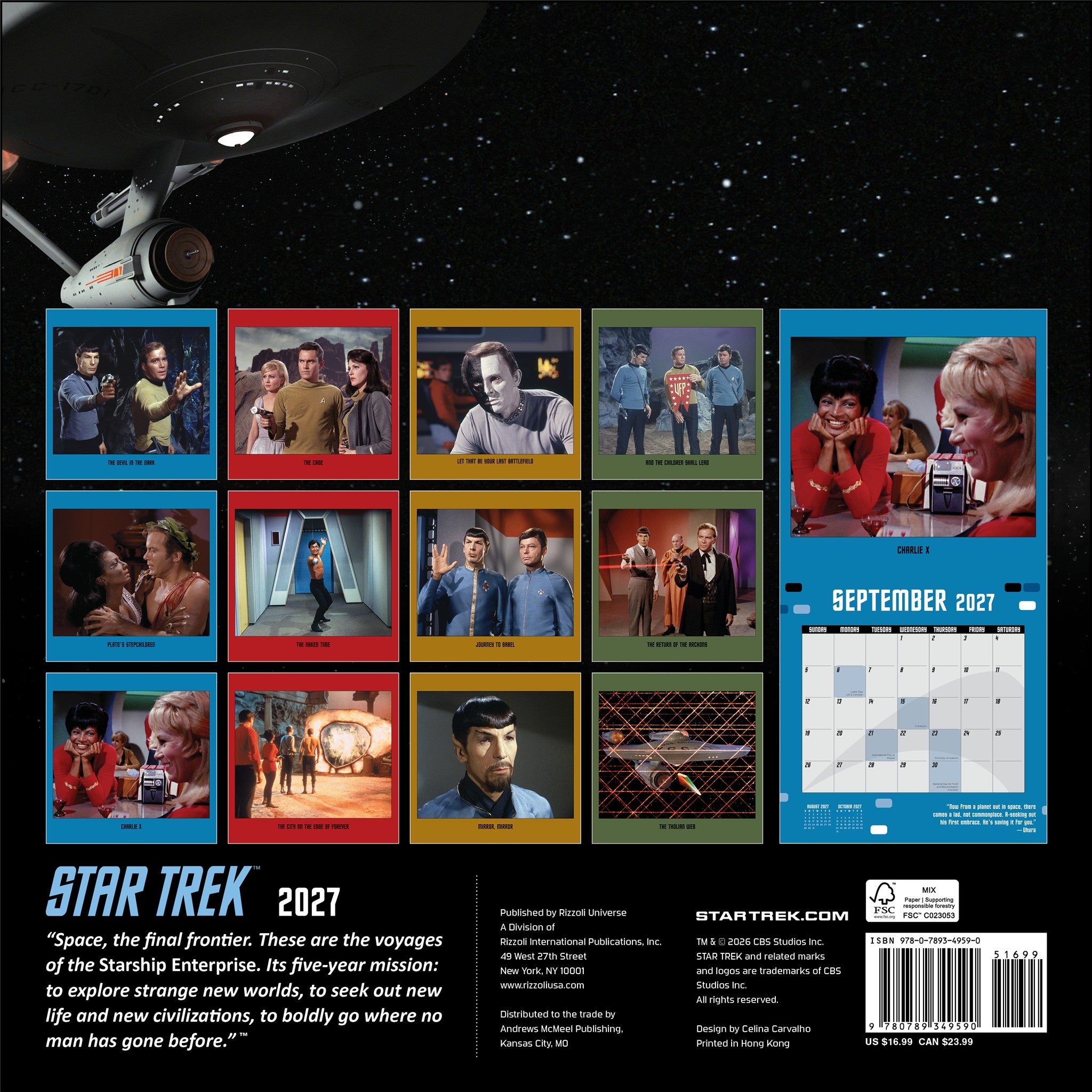 Calendrier mural Star Trek 2027