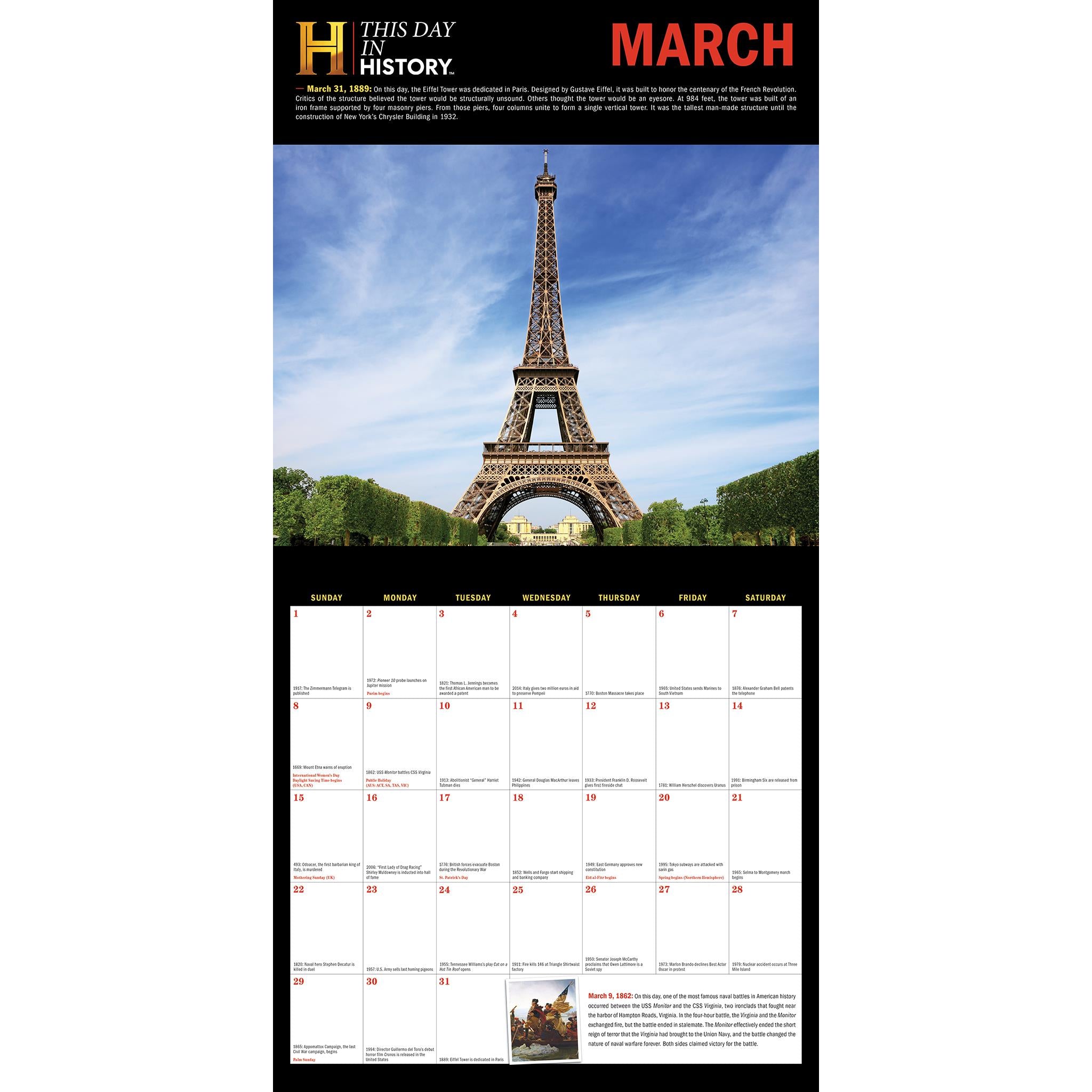 Calendrier mural 2026 de History Channel : Ce jour-là dans l'histoire