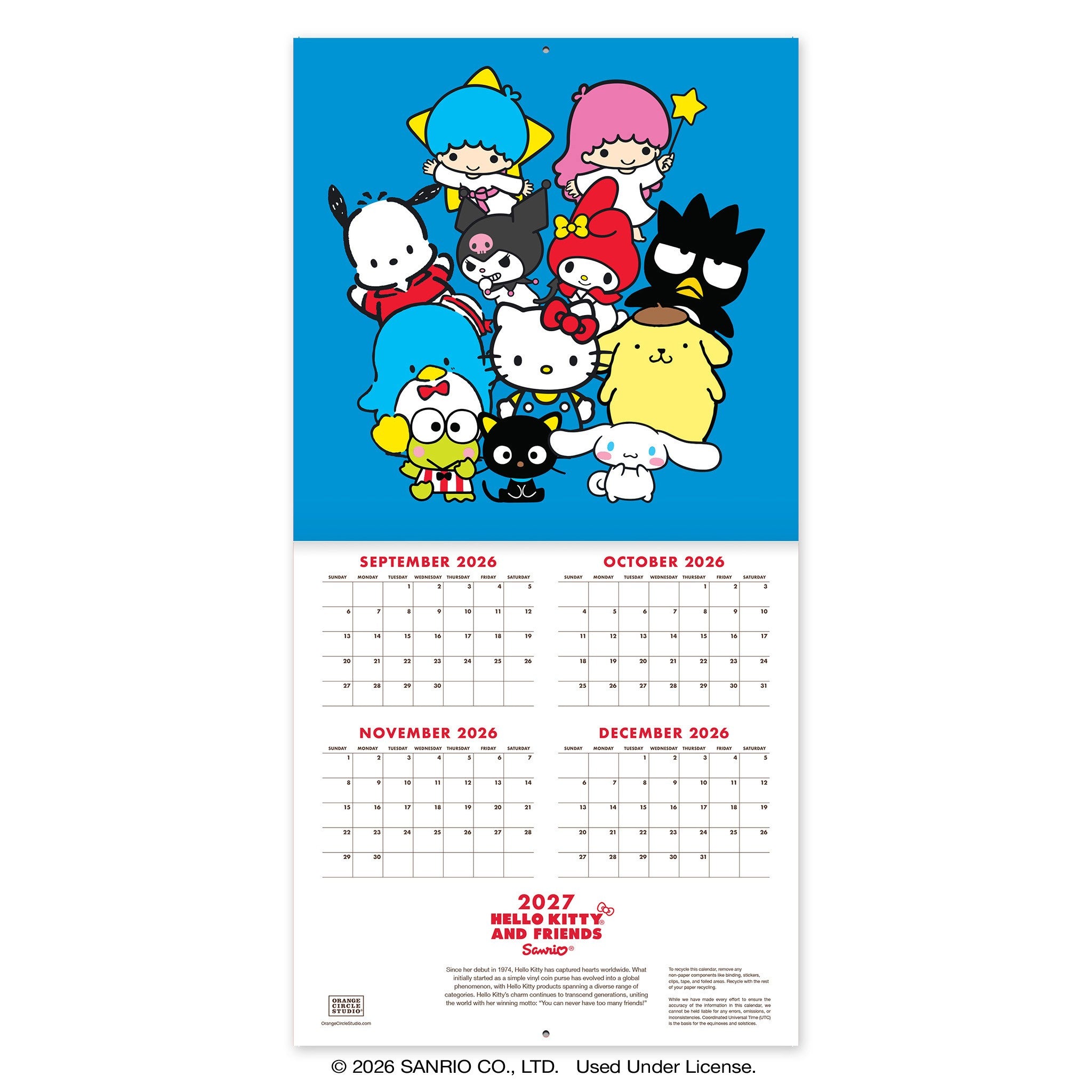 Hello Kitty and Friends Retro 2027 Mini Calendar