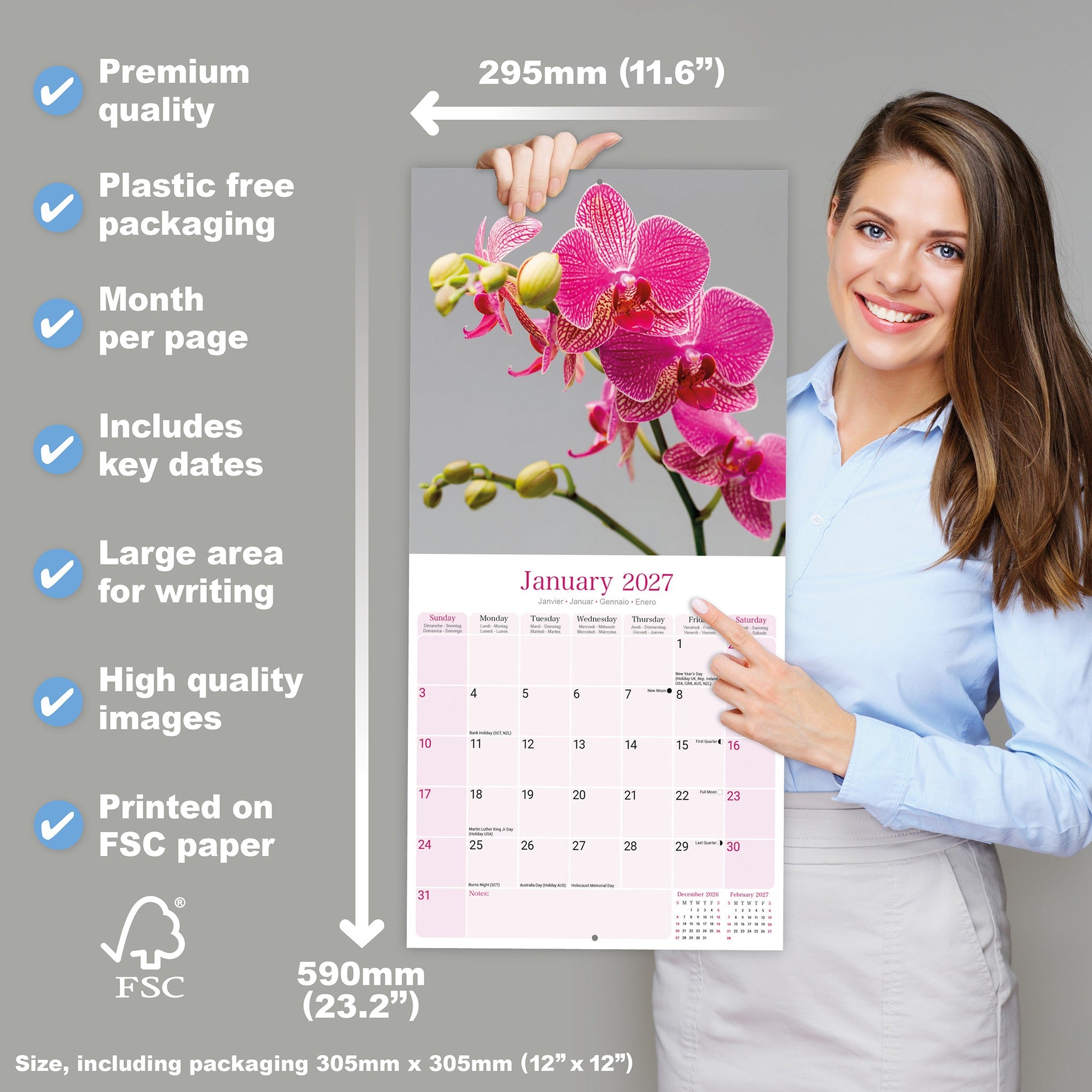 Orchids 2027 Wall Calendar