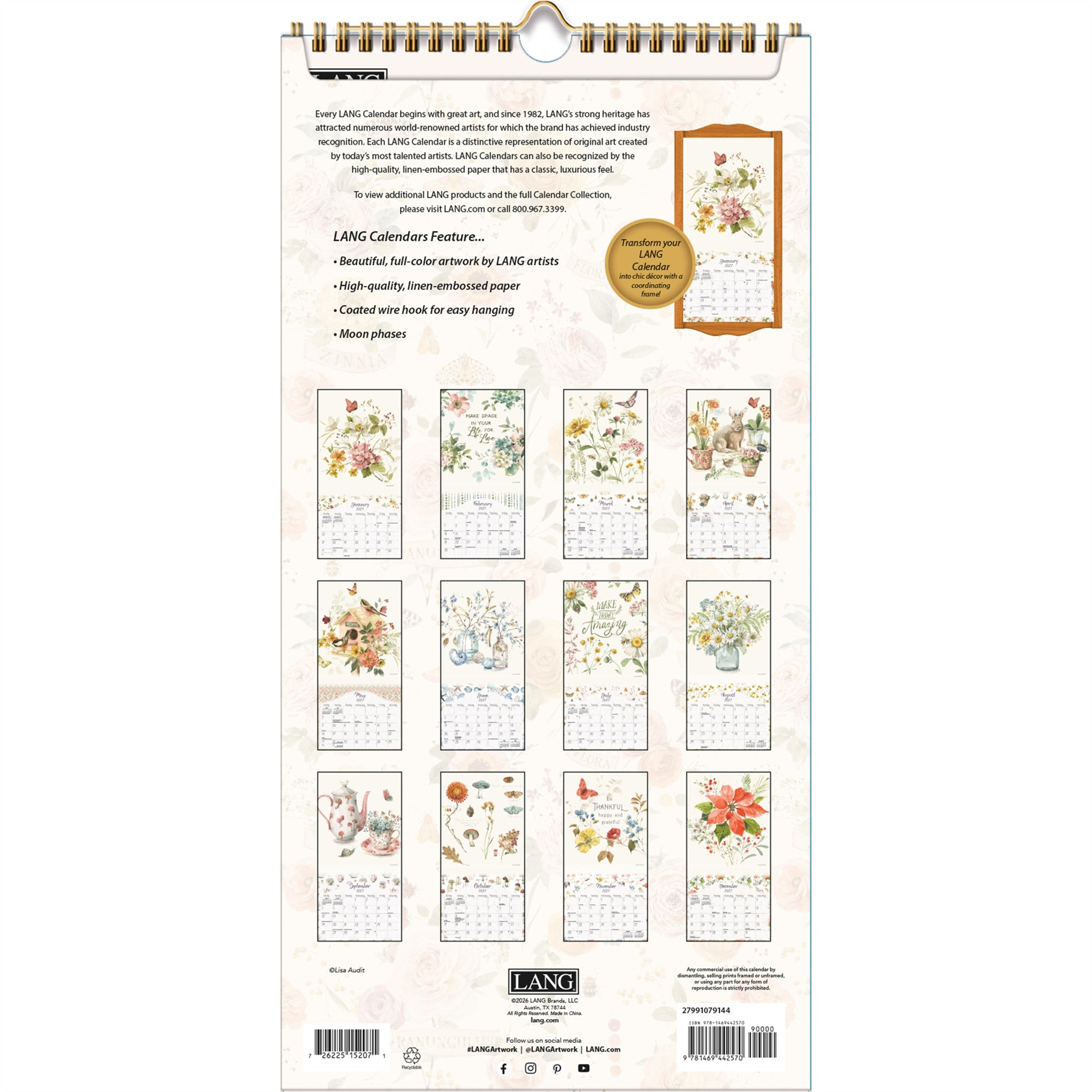 Calendrier fin 2027 Aquarelles des Saisons - En ligne seulement