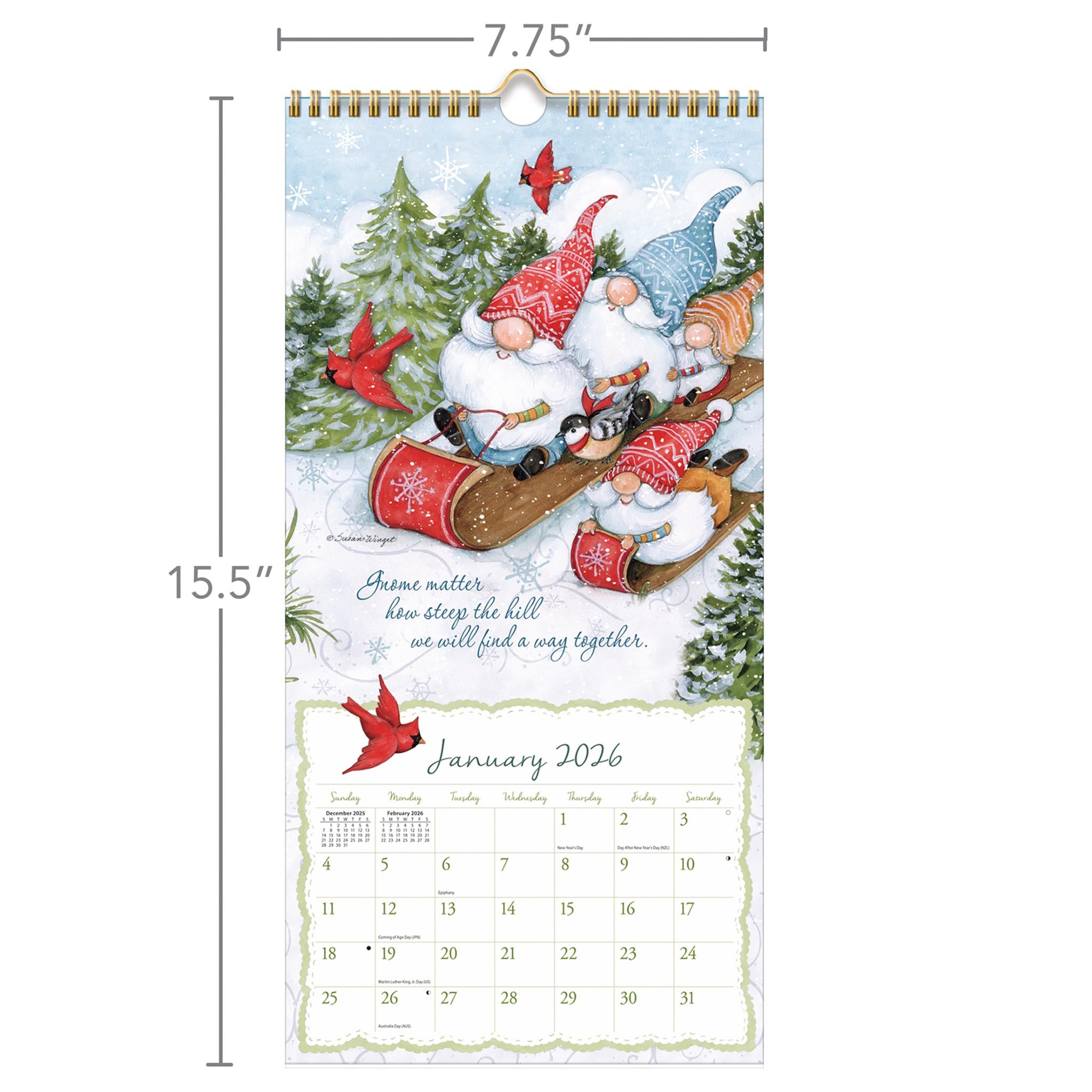 Gnome Sweet Gnome 2026 Slim Calendar