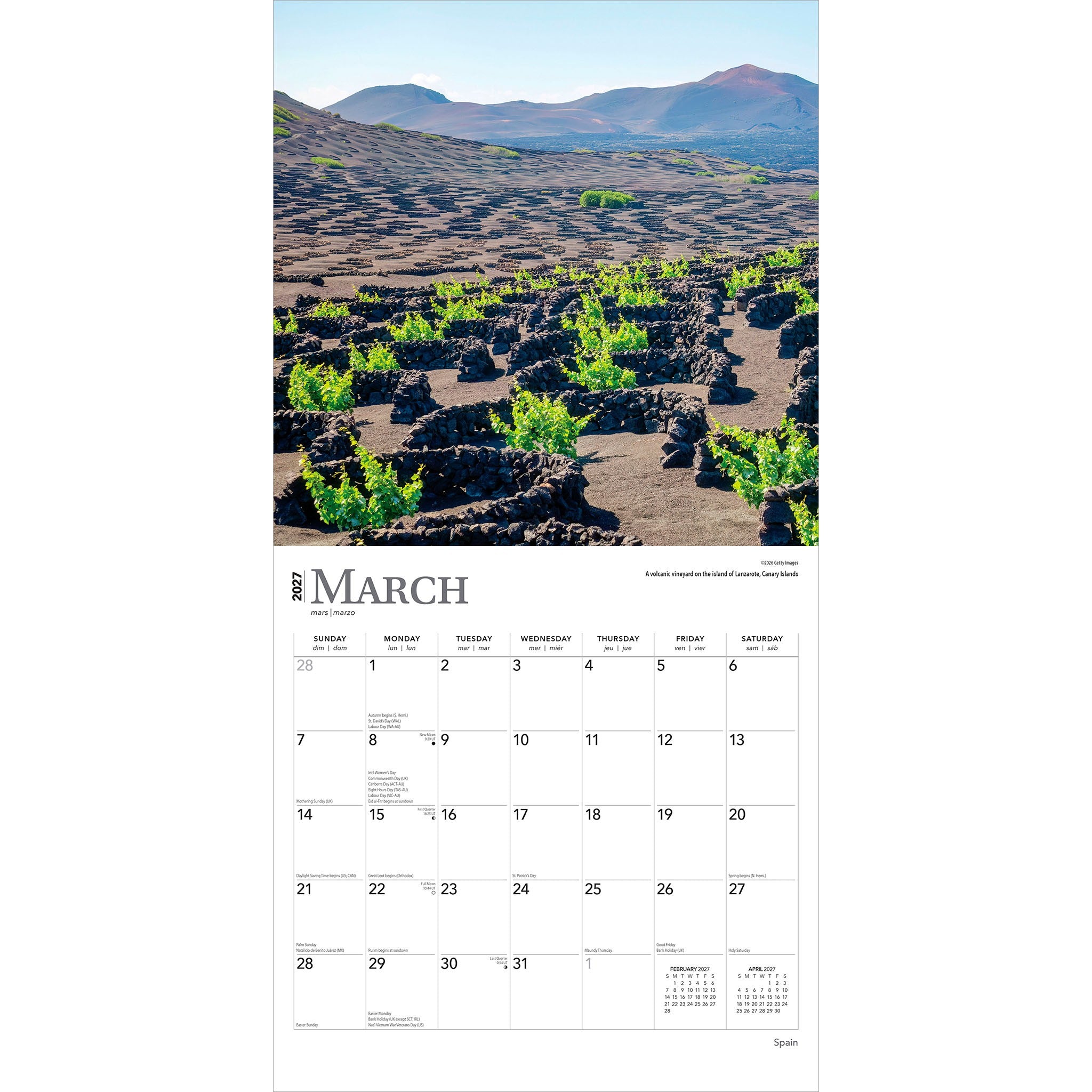 Spain 2027 Wall Calendar
