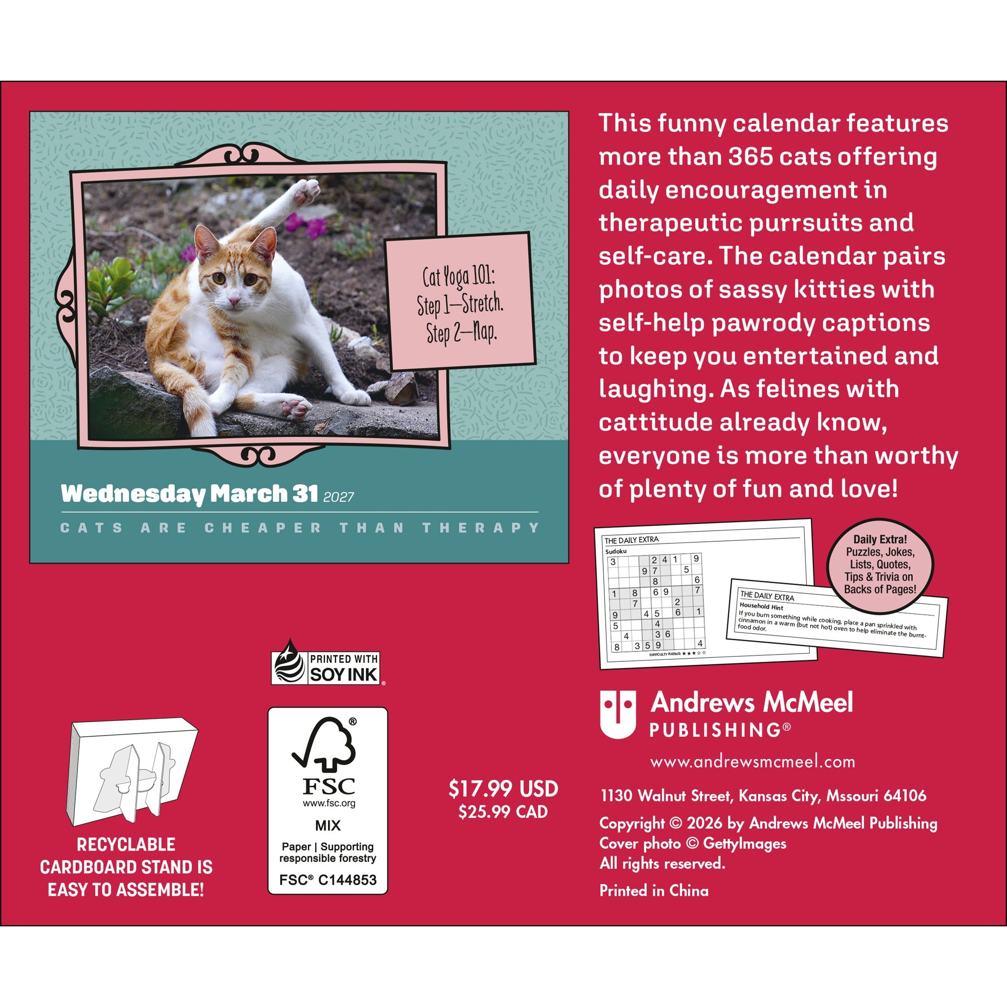 Cats Are Cheaper Than Therapy 2027 Box Calendar - Online Only