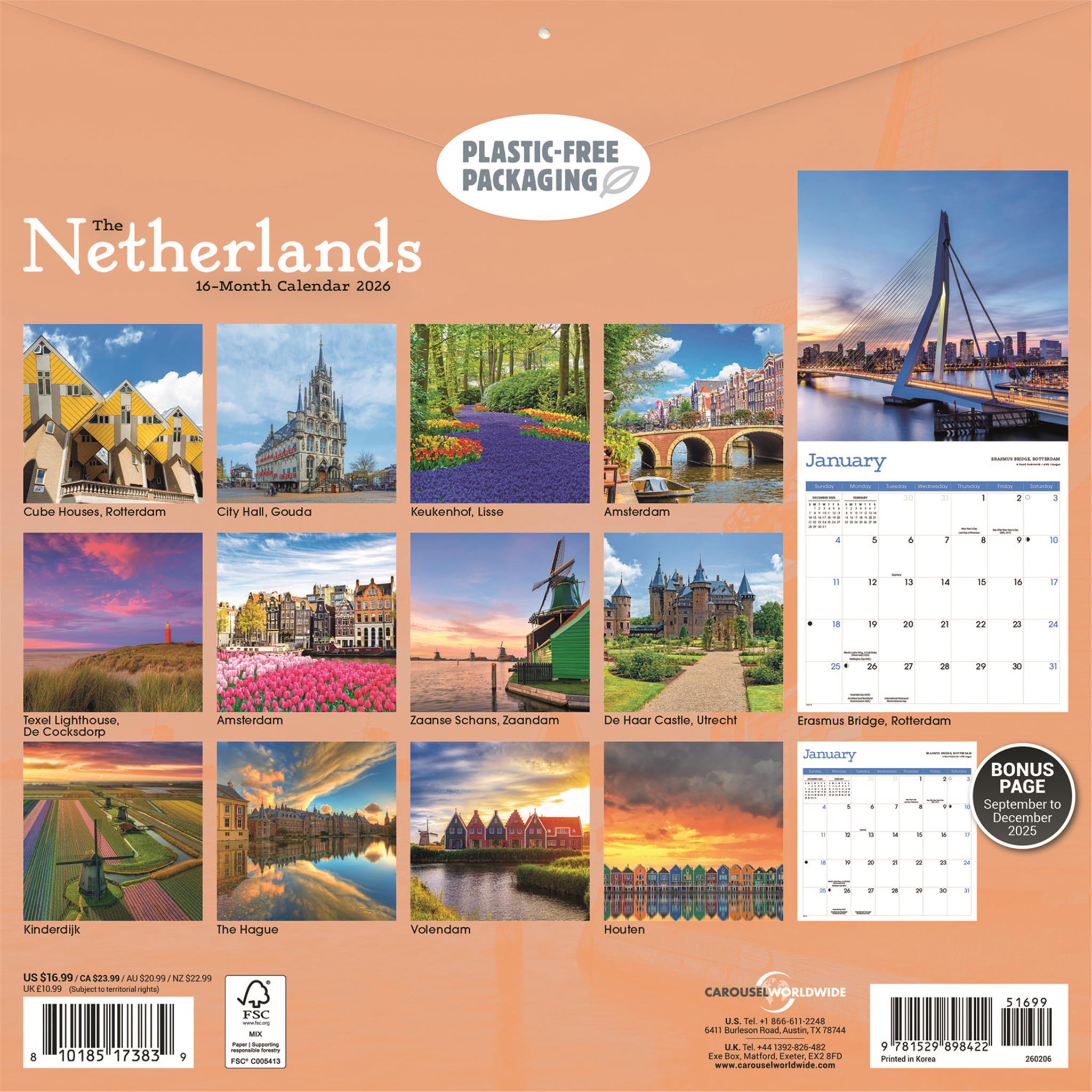 Netherlands 2026 Wall Calendar