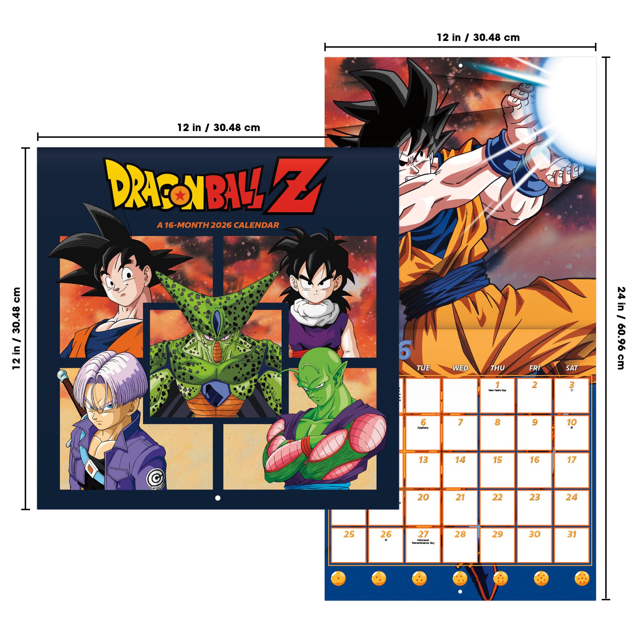 Calendrier mural Dragon Ball Z 2026