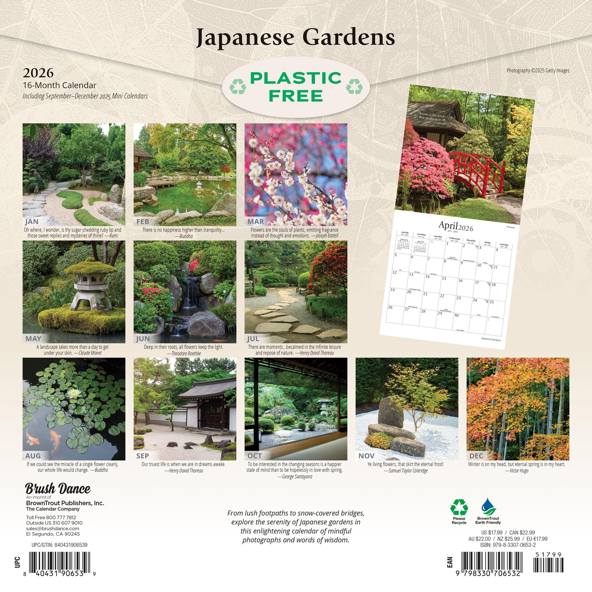 Calendrier mural Jardins japonais 2026