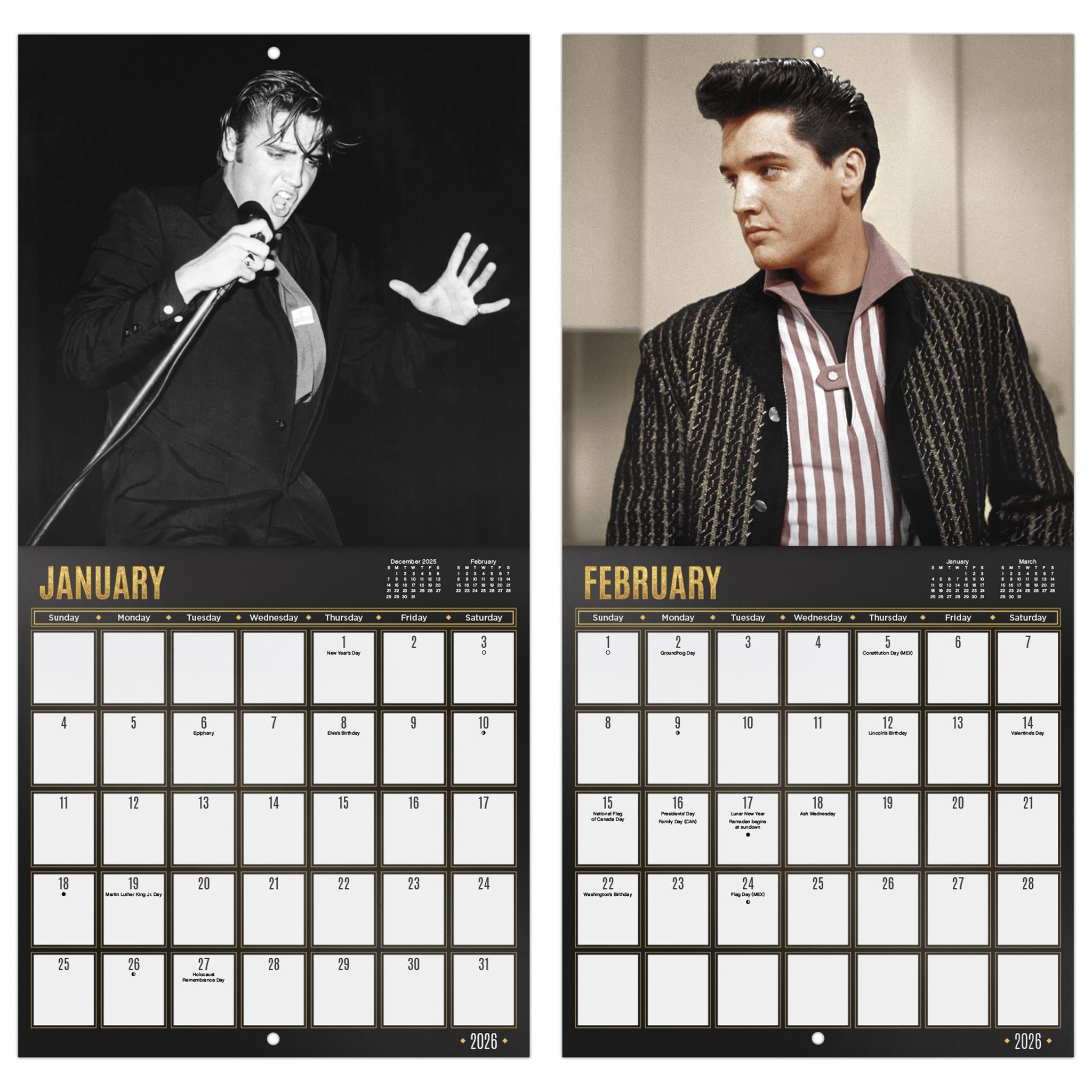 Mini calendrier Elvis Presley 2026