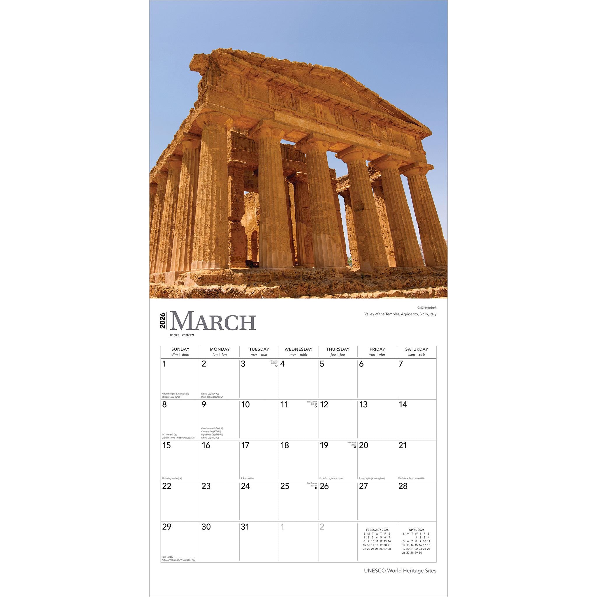 UNESCO World Heritage Sites 2026 Wall Calendar