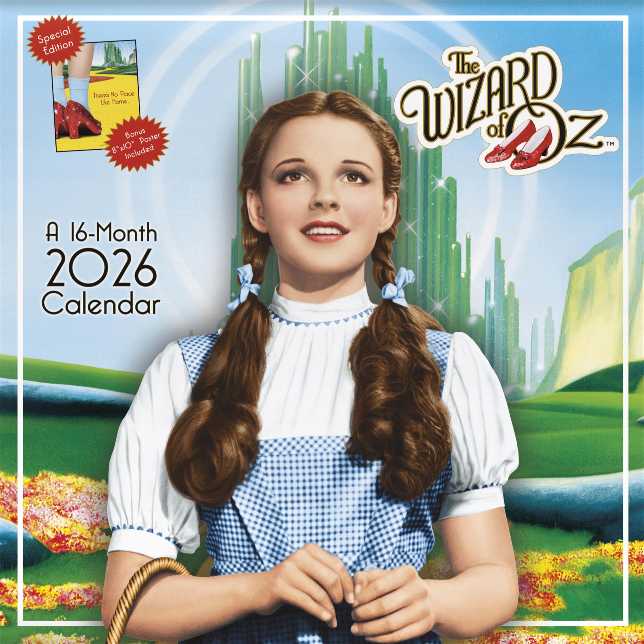 Calendrier mural de luxe exclusif Le Magicien d'Oz avec impression 2026