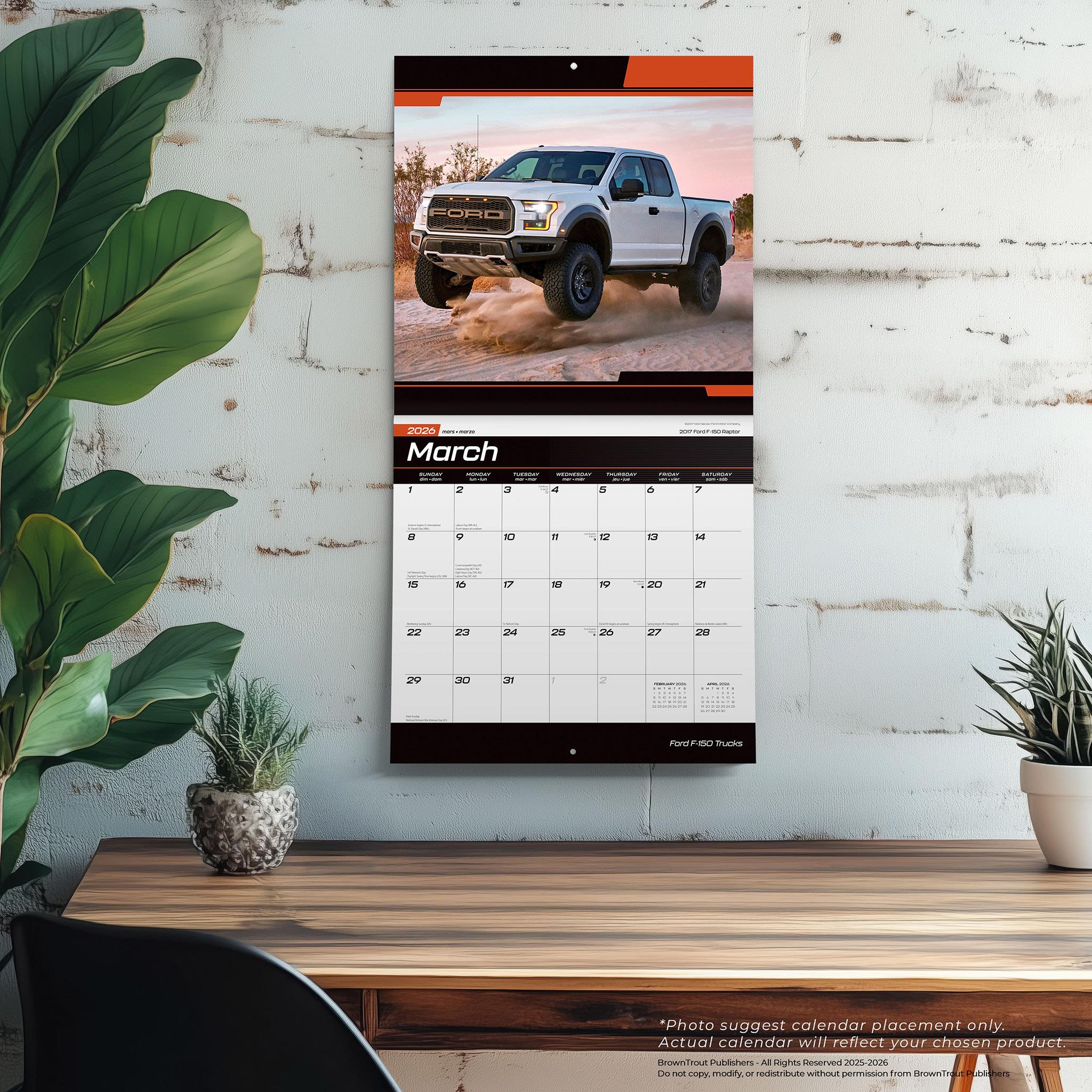 Calendrier mural des camions Ford F150 2026