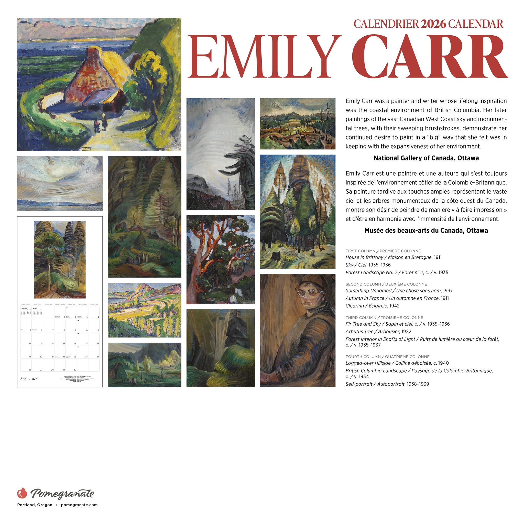 Calendrier mural Emily Carr 2026