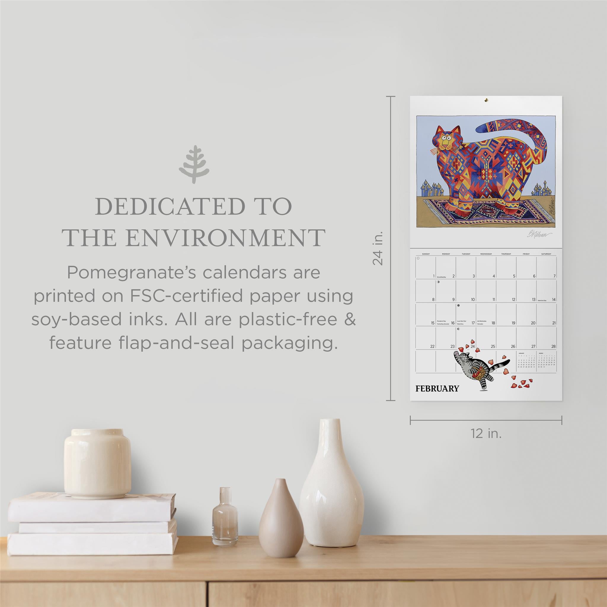 Calendrier mural édition spéciale B Kliban Cat 2026 avec impression