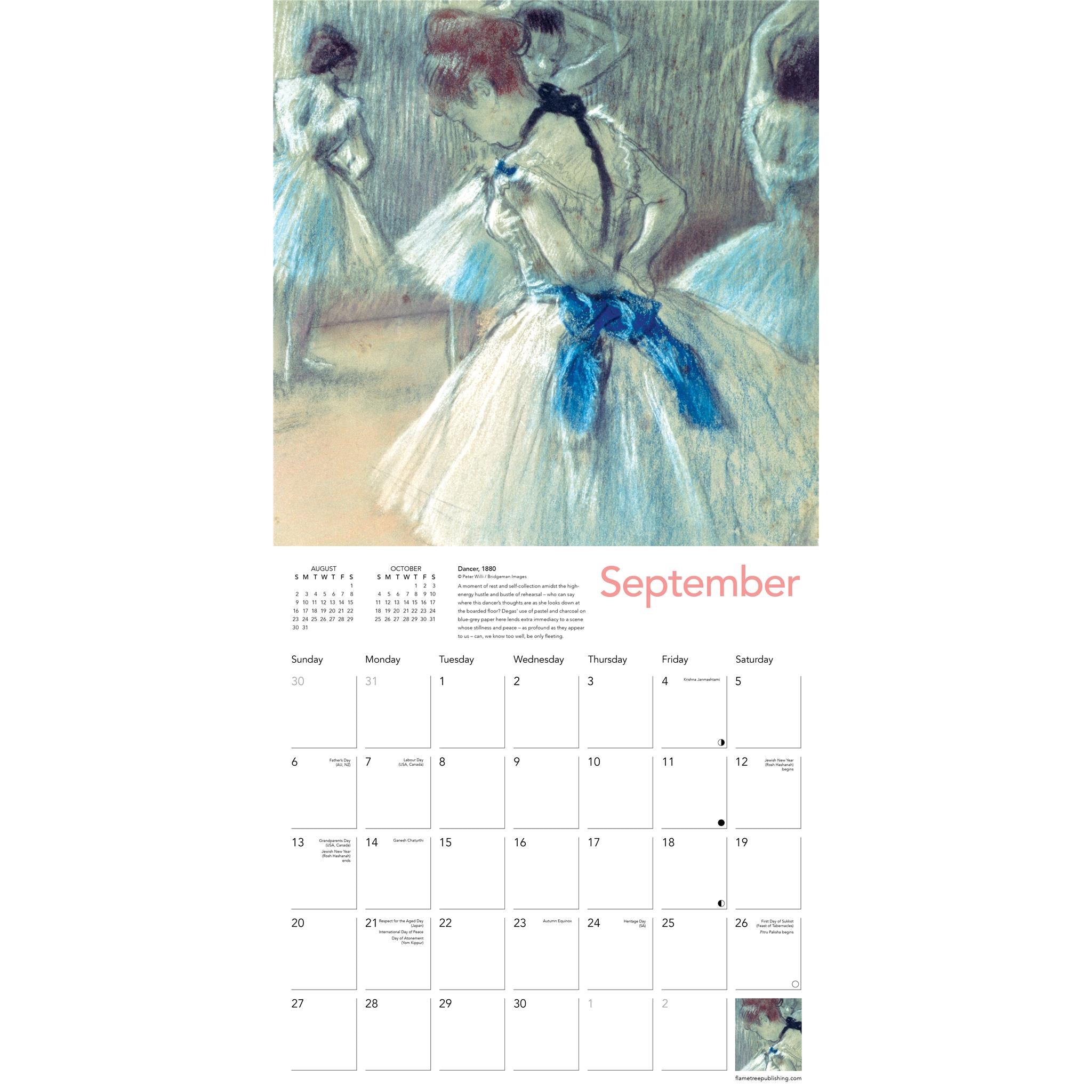 Calendrier mural 2026 des Danseuses de Degas - Disponible uniquement en ligne