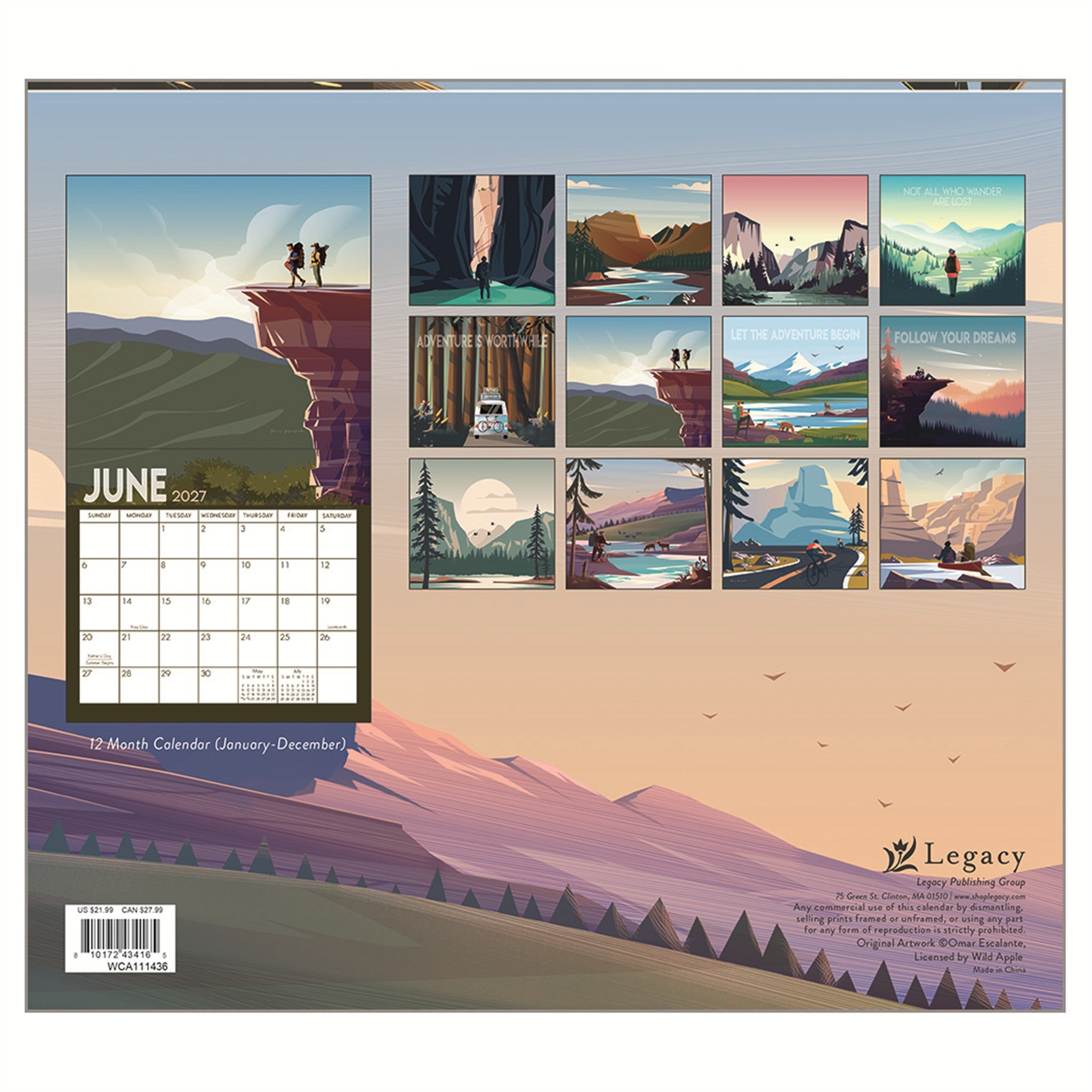 Calendrier mural Aventure 2027