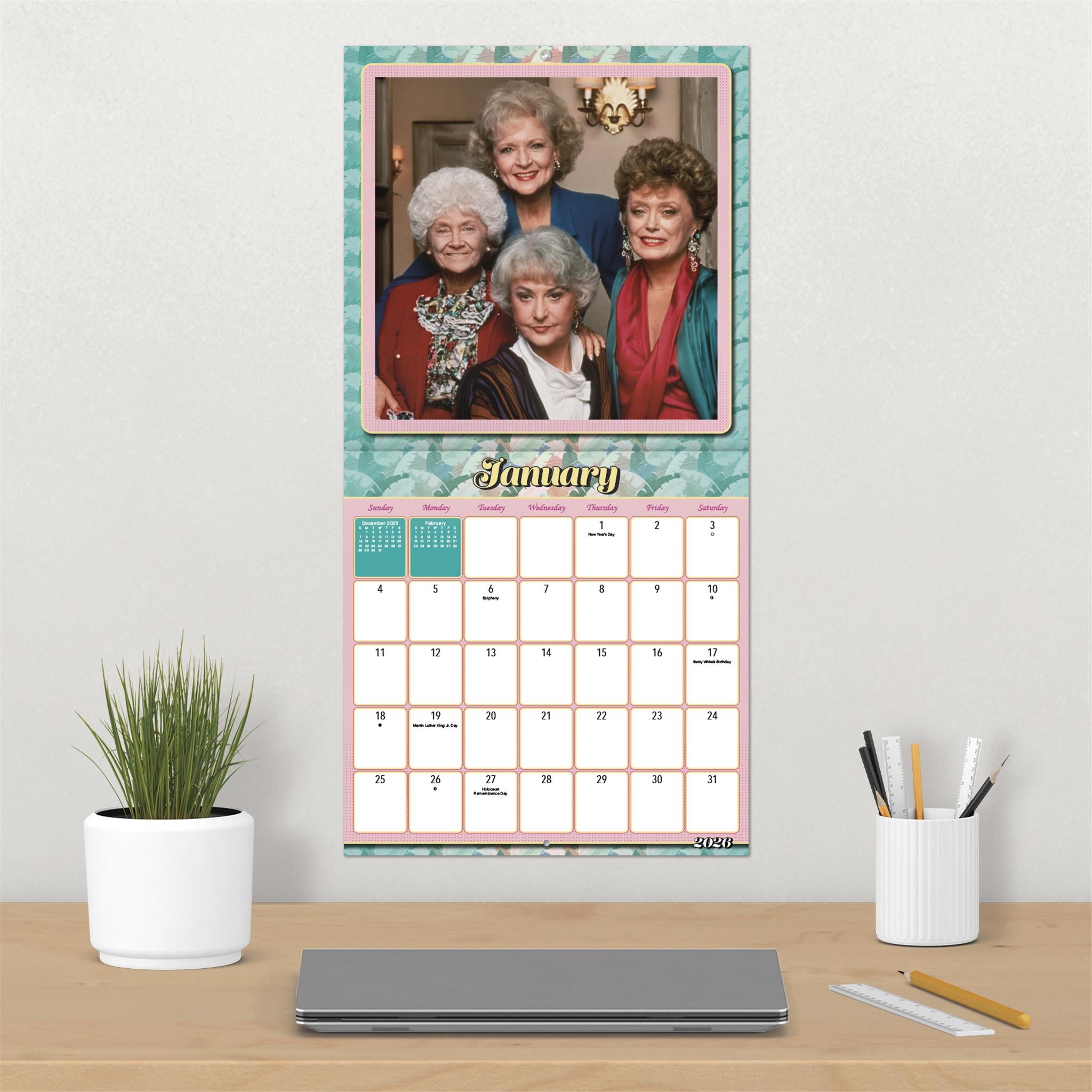 Calendrier mural de luxe exclusif Golden Girls avec impression 2026