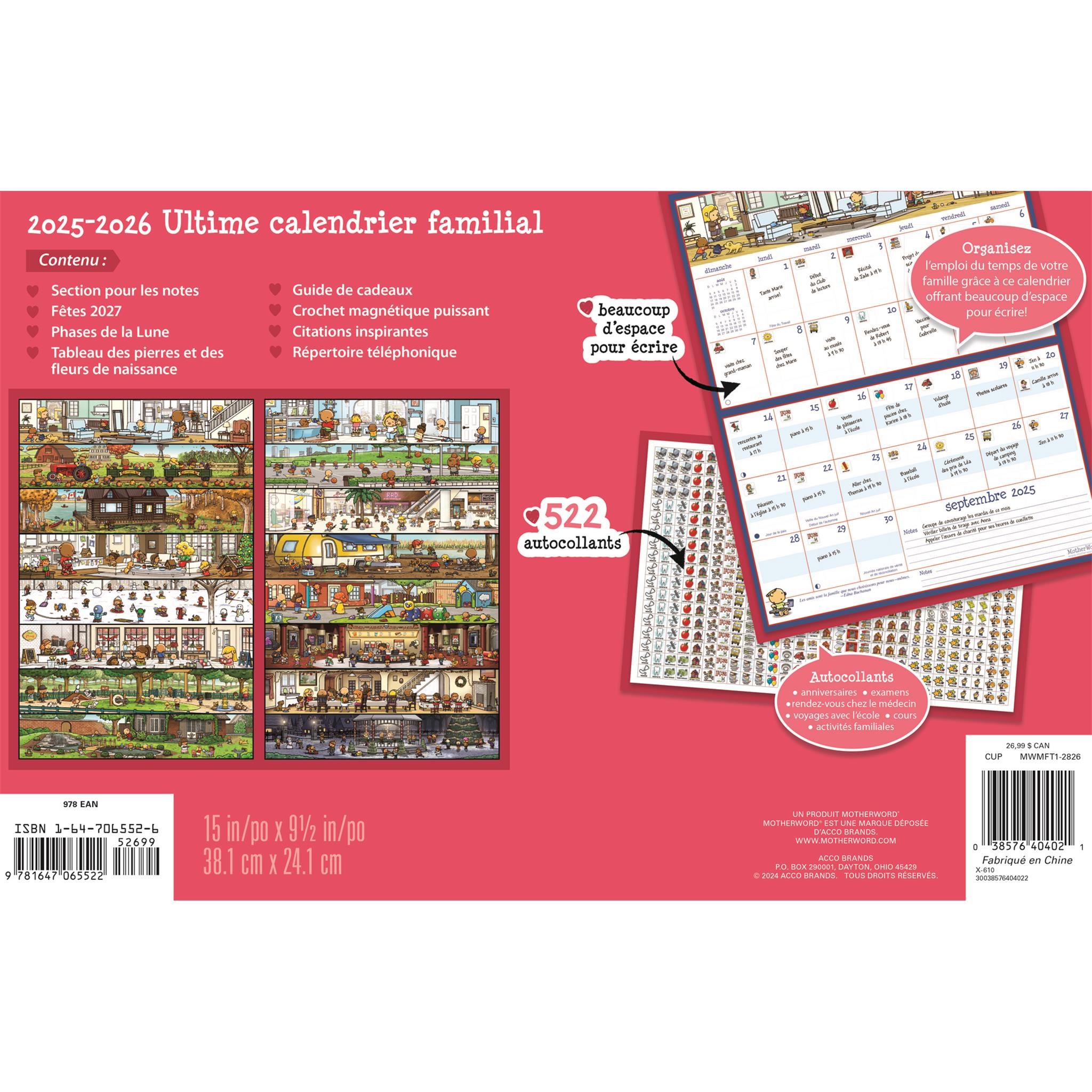 Calendrier mural magnétique Motherword 2026 (français)