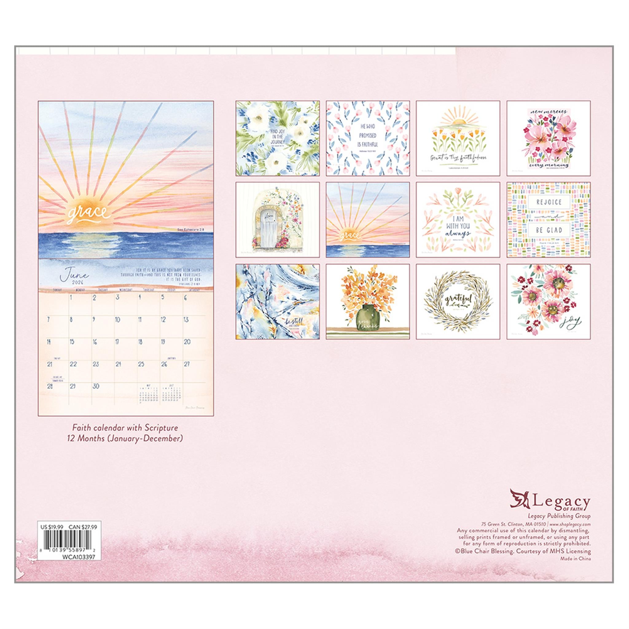 Calendrier mural de luxe Grace Upon Grace 2026 - Disponible uniquement en ligne