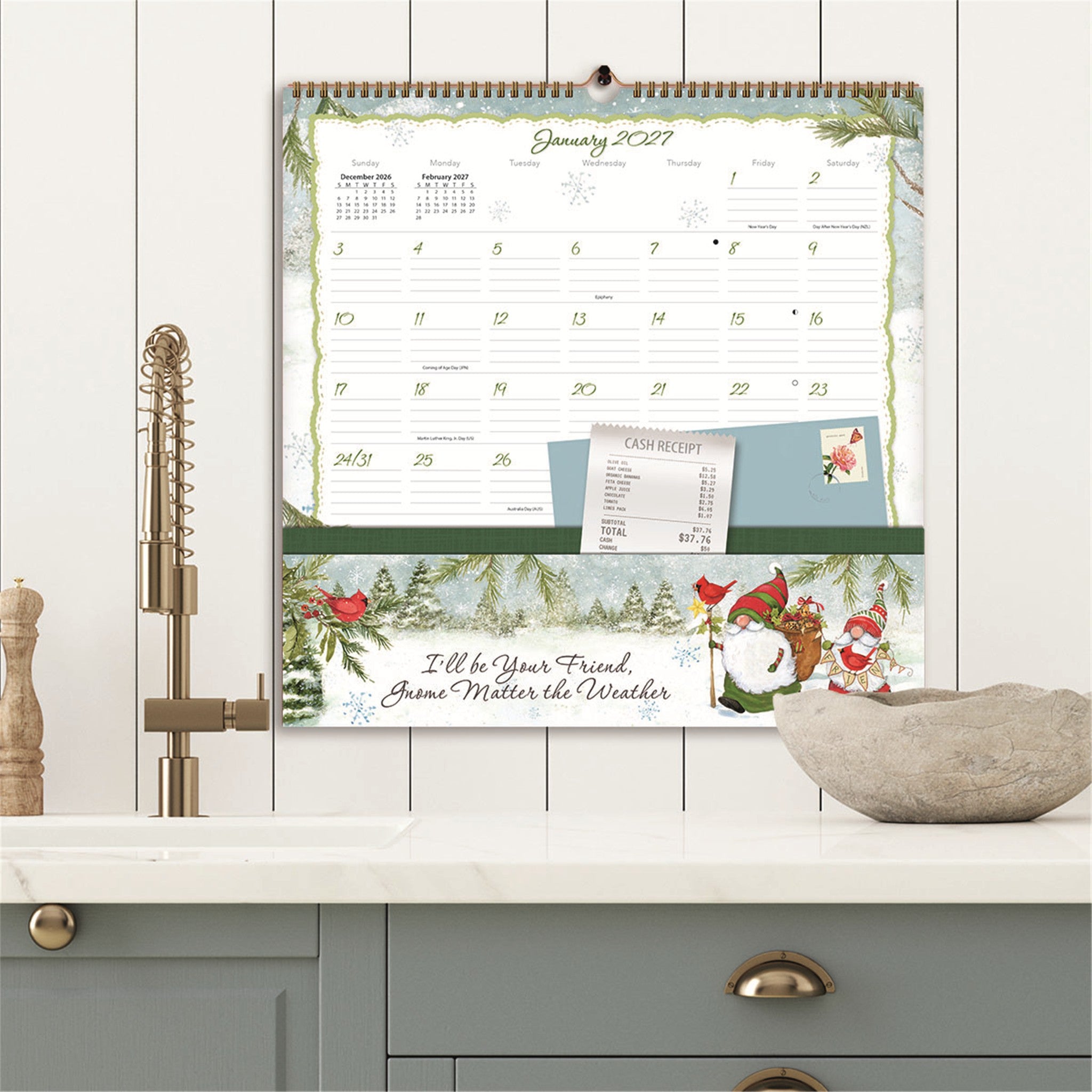Calendrier mural 2027 Le coin des notes des Gnomes