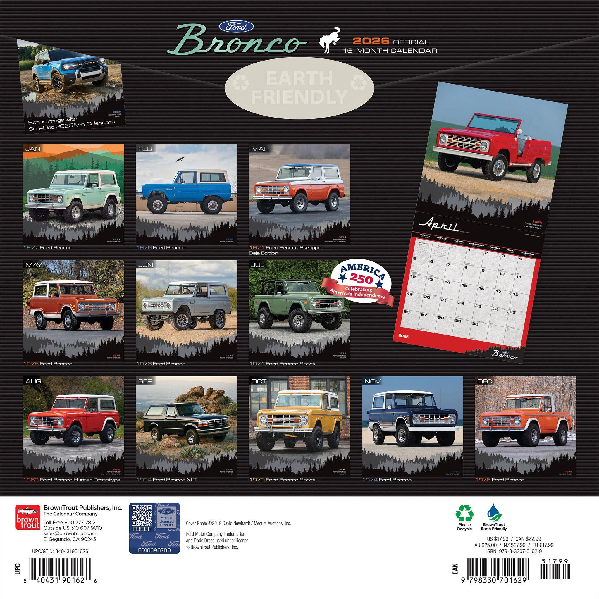 Calendrier mural Ford Bronco 2026