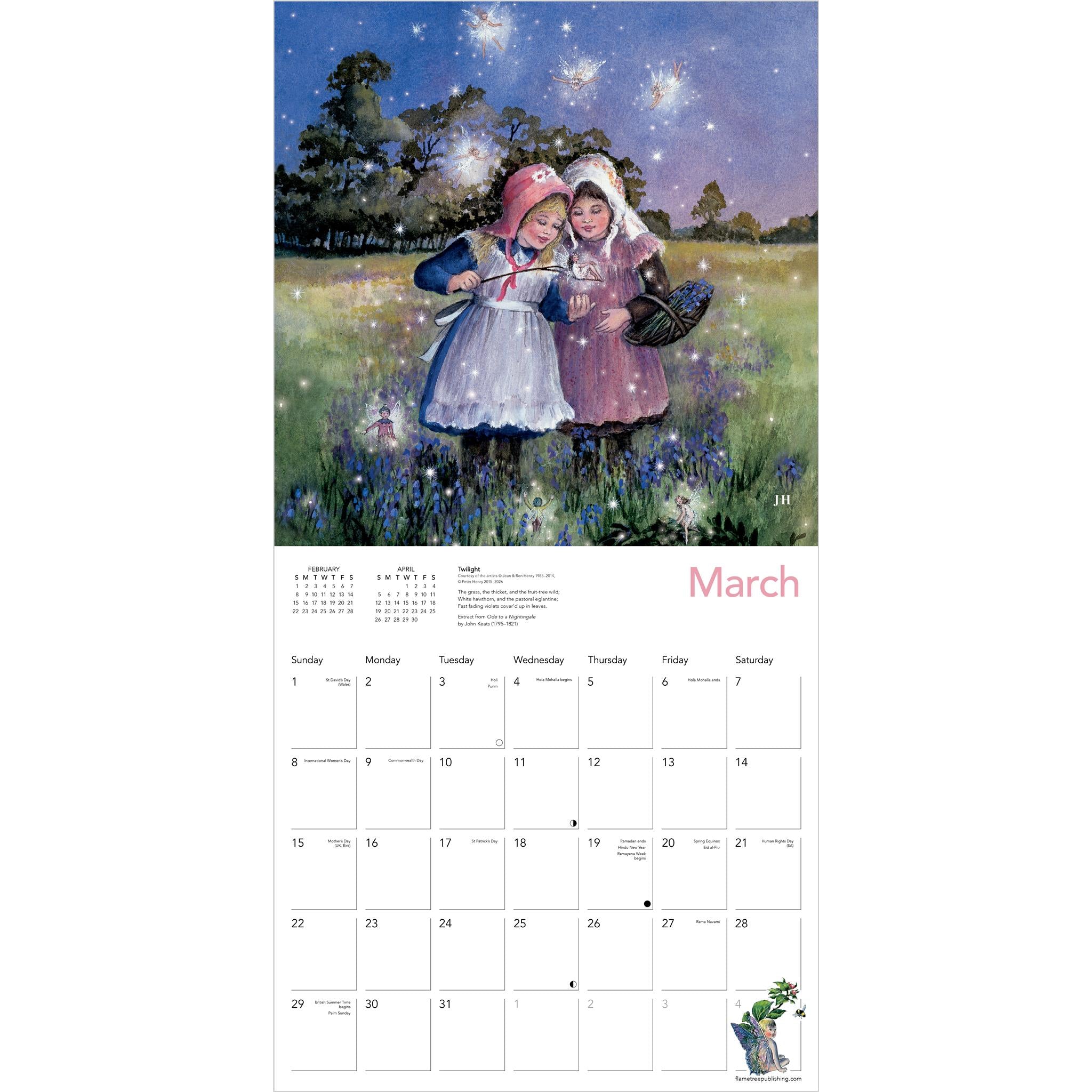 Calendrier mural Fairyland de Jean et Ron Henry 2026