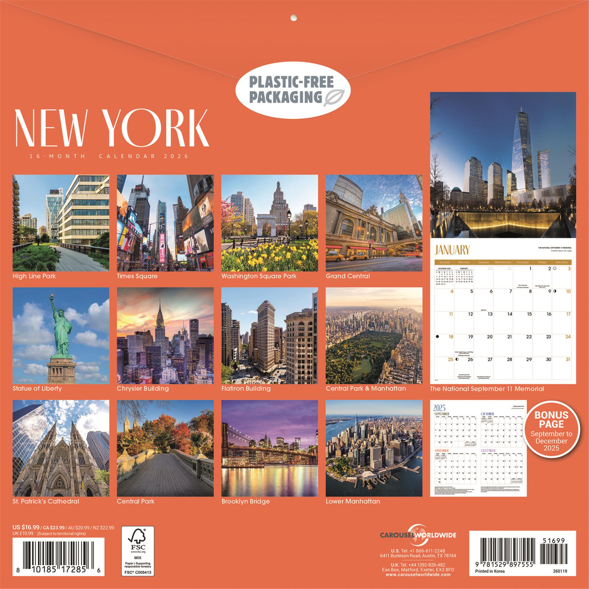 New York 2026 Wall Calendar