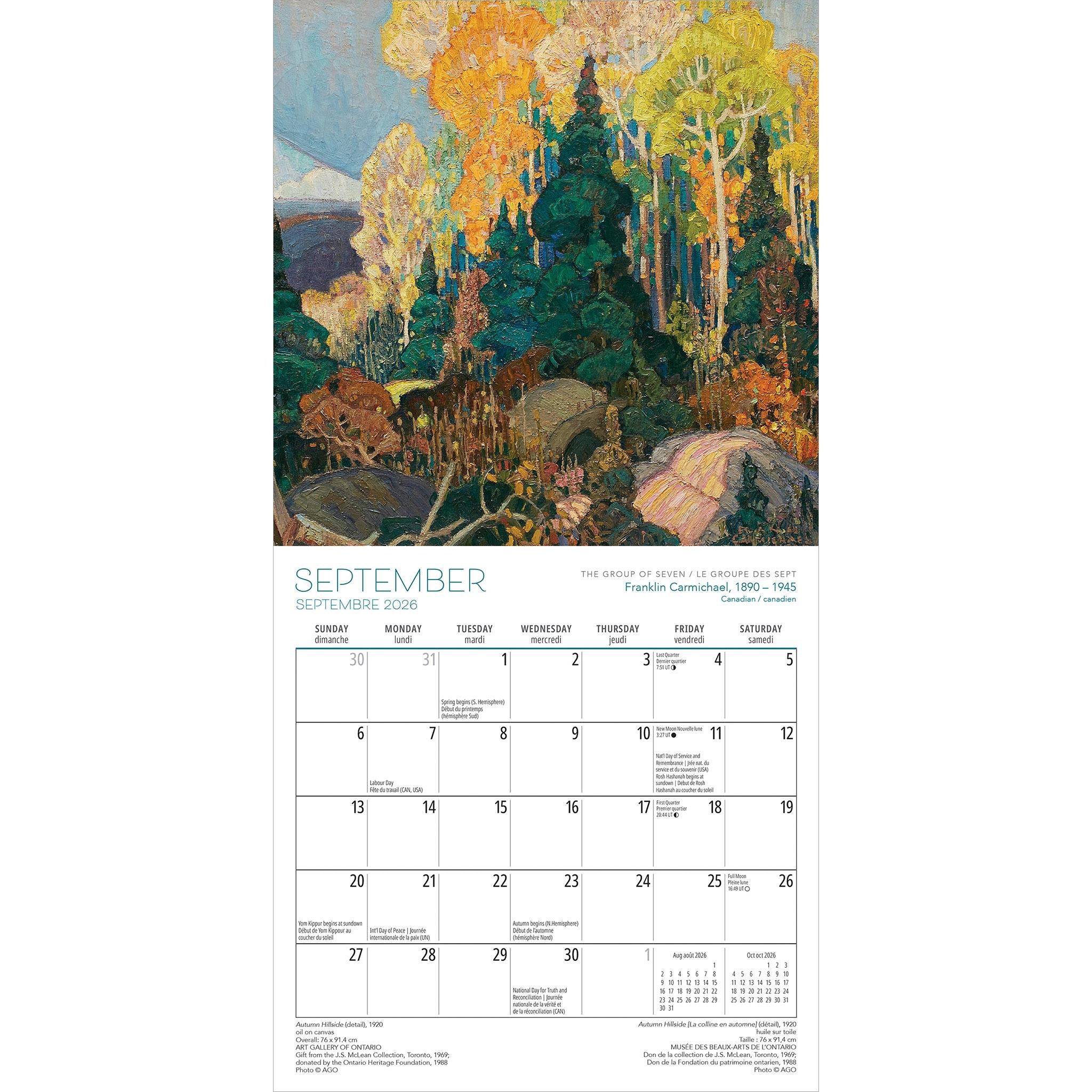 Mini-calendrier bilingue 2026 du Groupe des Sept (AGO) - Disponible uniquement en ligne