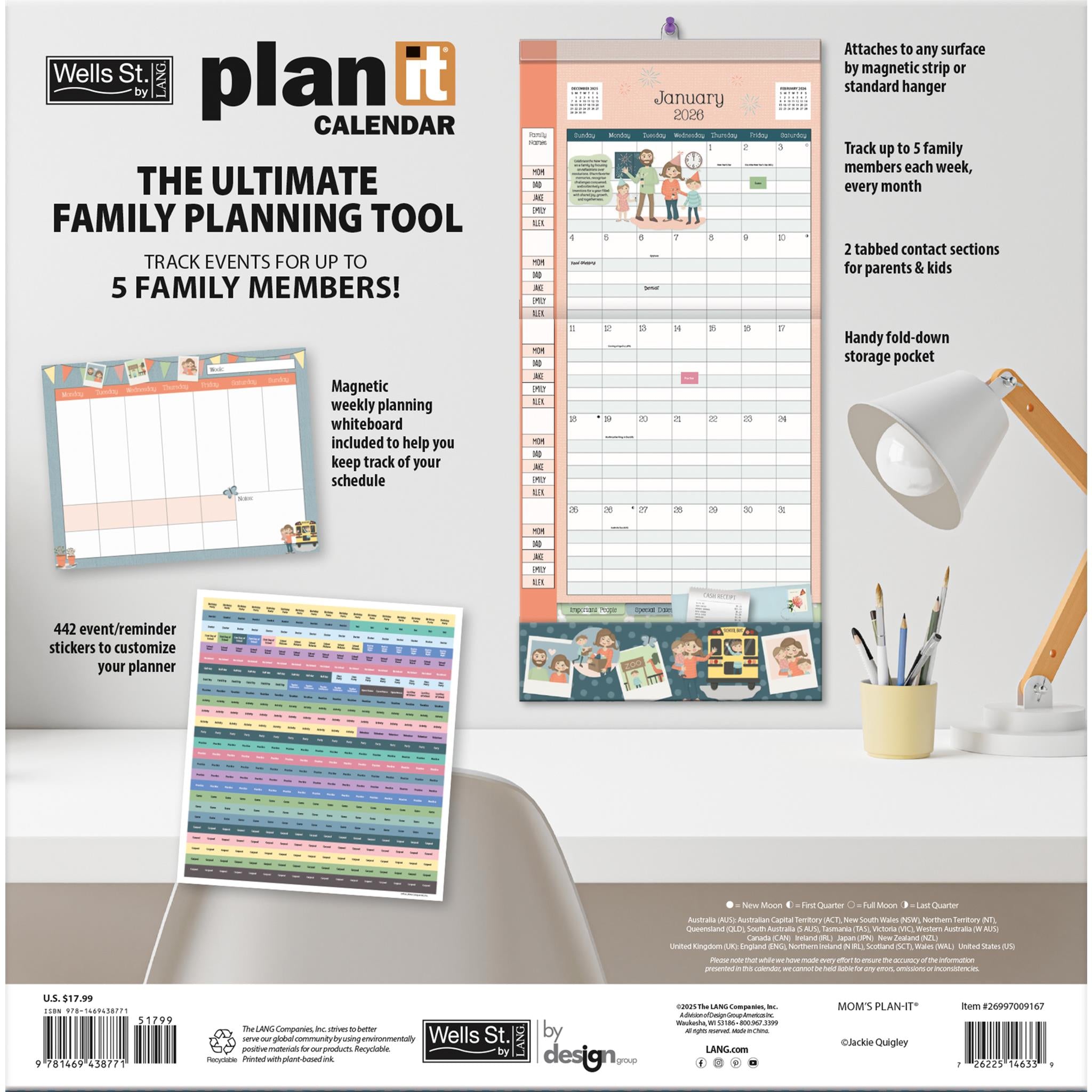 Calendrier mural Moms Plan It 2025-2026 - Disponible uniquement en ligne