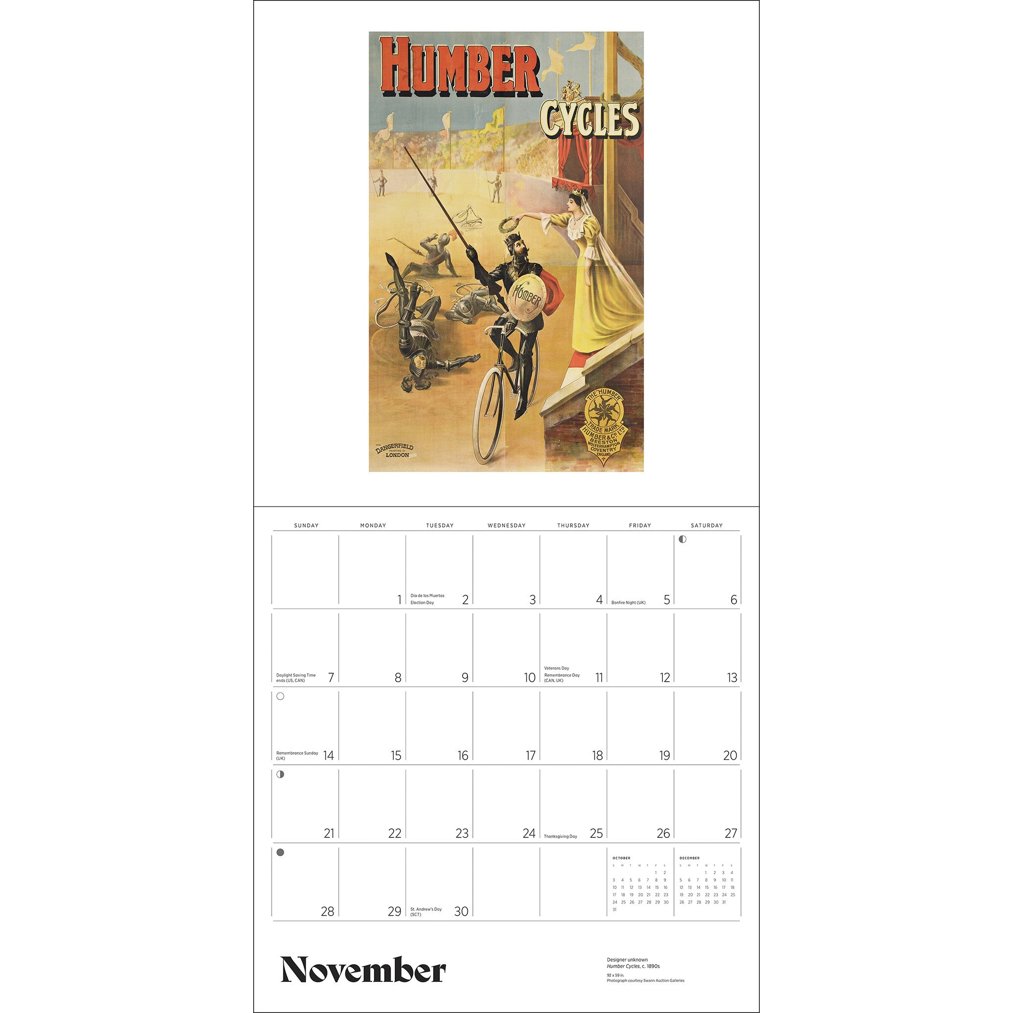 Calendrier mural 2027 Bicyclettes Affiches vintage - En ligne seulement