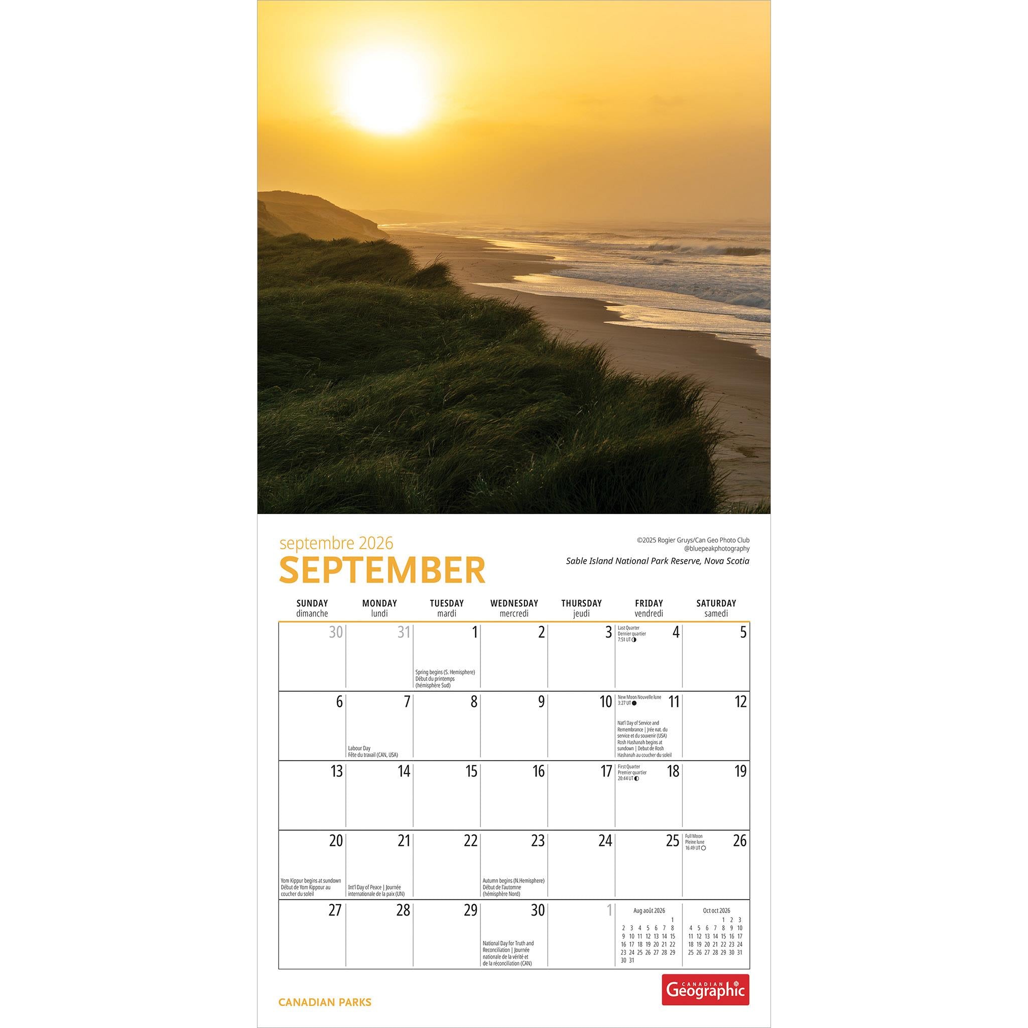Mini-calendrier des parcs canadiens de Canadian Geographic 2026