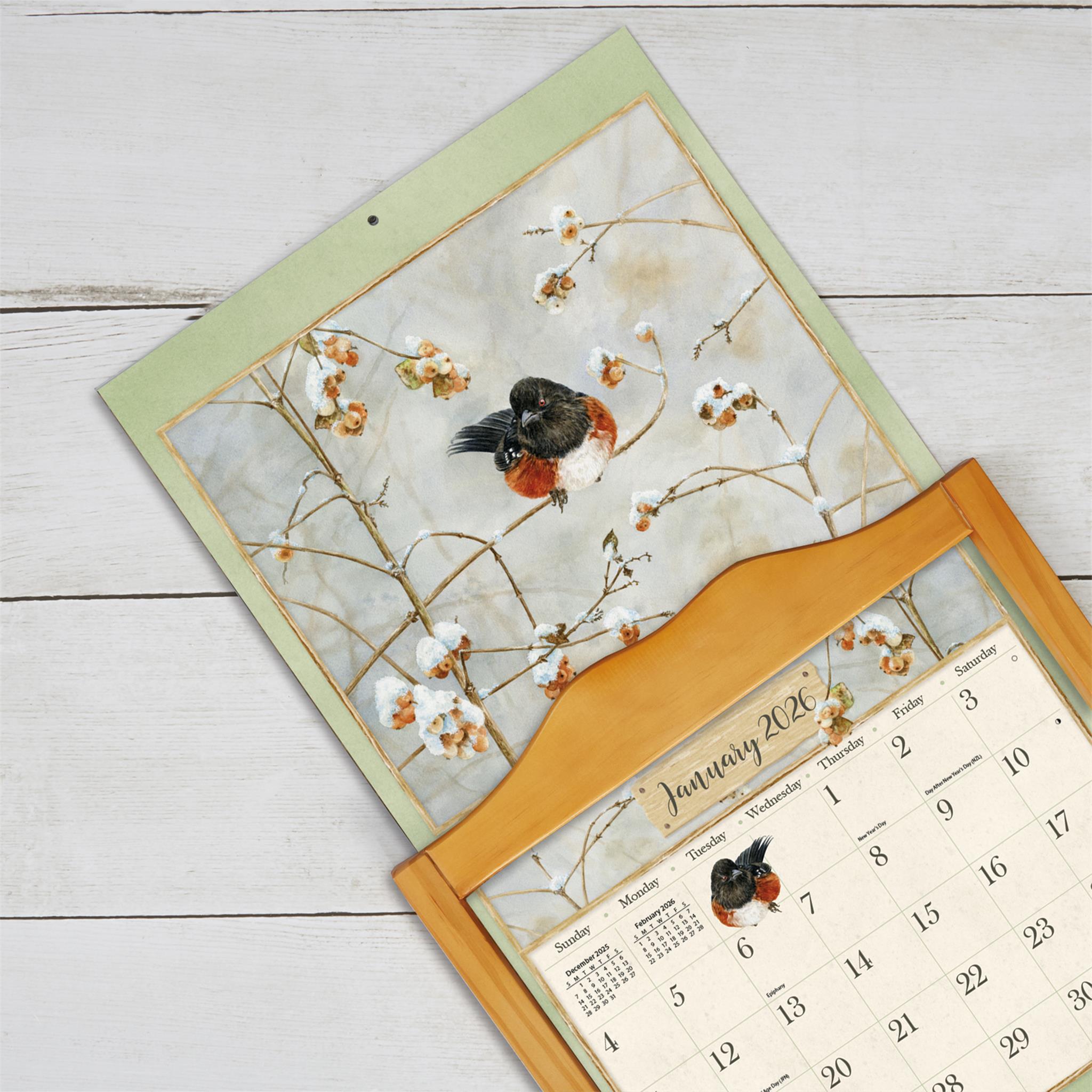 Calendrier mural de luxe Oiseaux du jardin 2026 - Disponible uniquement en ligne