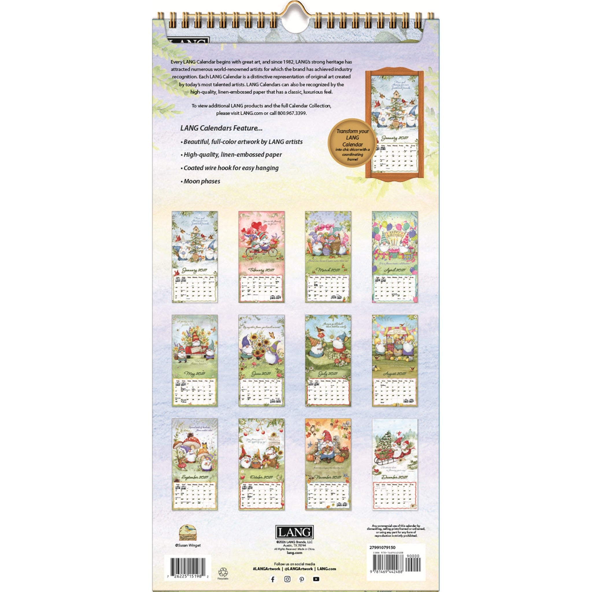 Calendrier mural étroit Gnome Sweet Gnome 2027