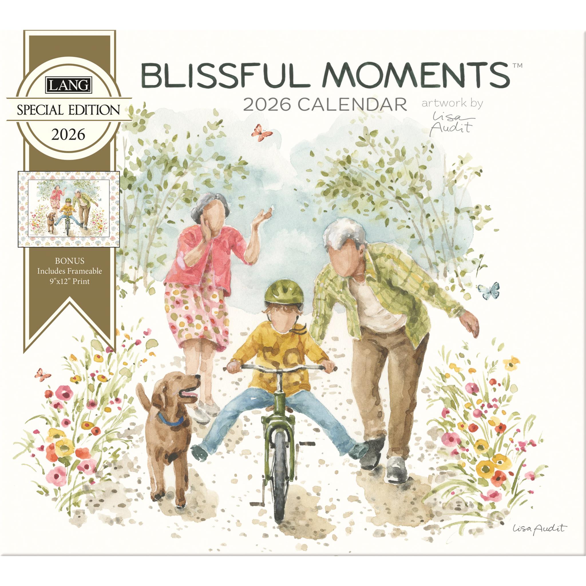 Calendrier mural édition spéciale de luxe « Moments de bonheur » 2026 avec impression