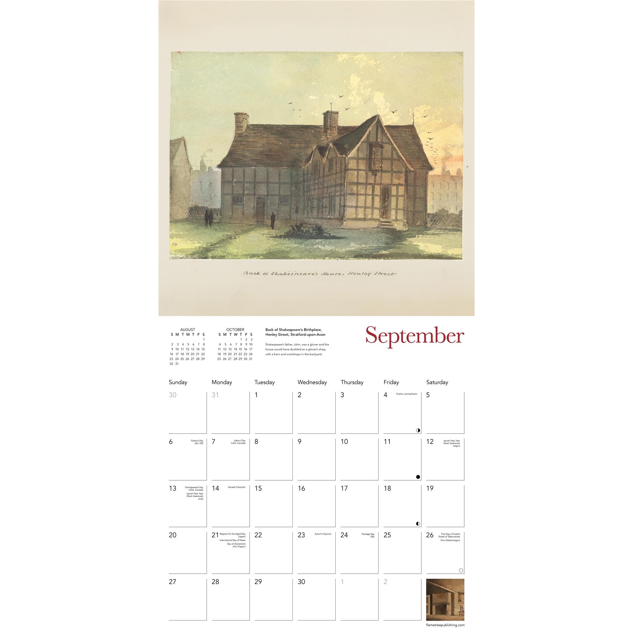 Shakespeare Birthplace Trust : Calendrier mural 2026 des maisons et lieux hantés de Shakespeare – Disponible uniquement en ligne