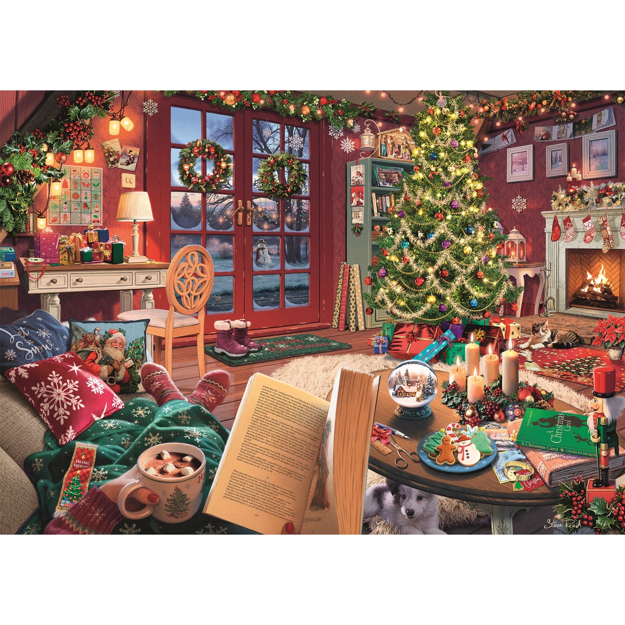 Puzzle grand format de 500 pièces « Retraite de Noël chaleureuse »