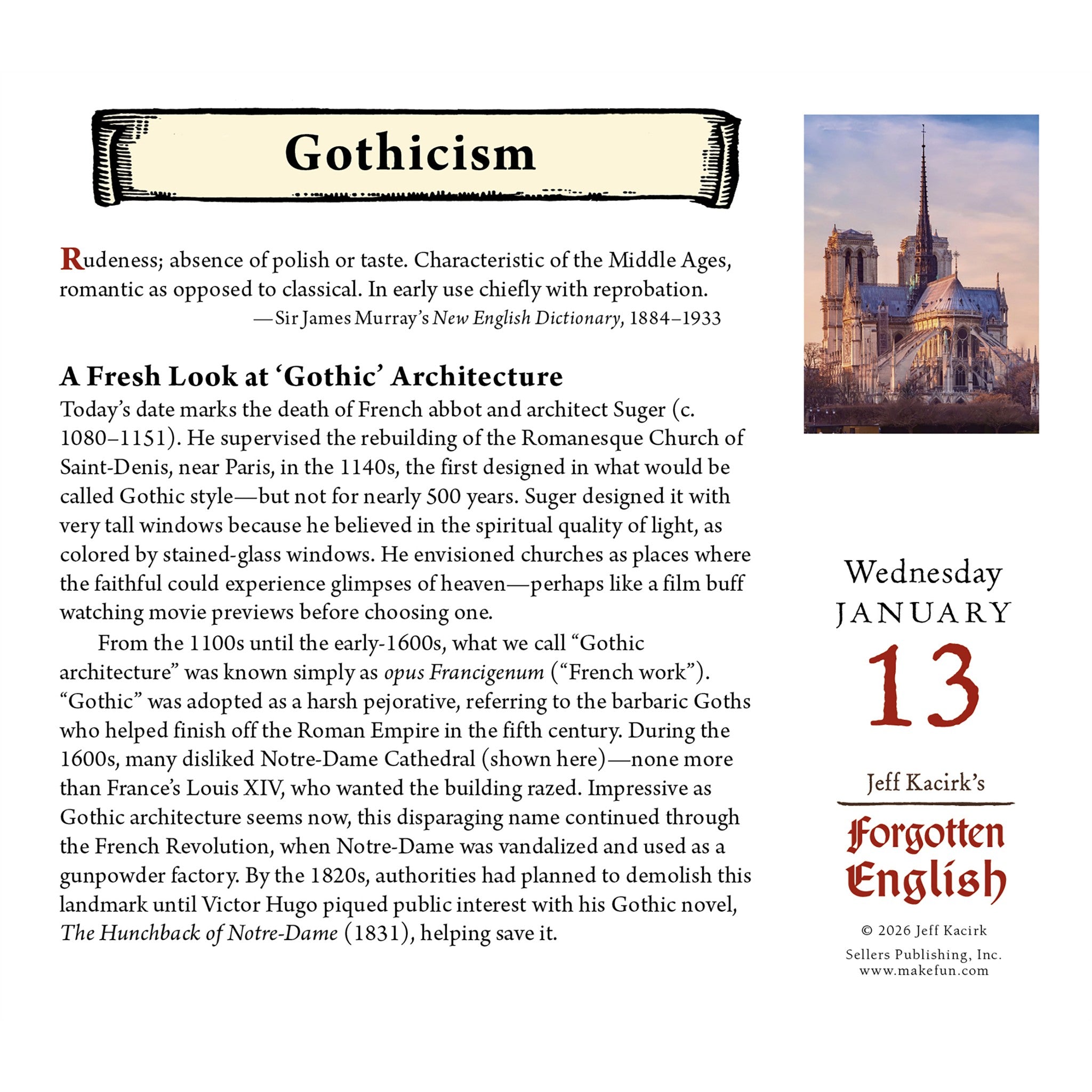 Forgotten English 2027 Box Calendar