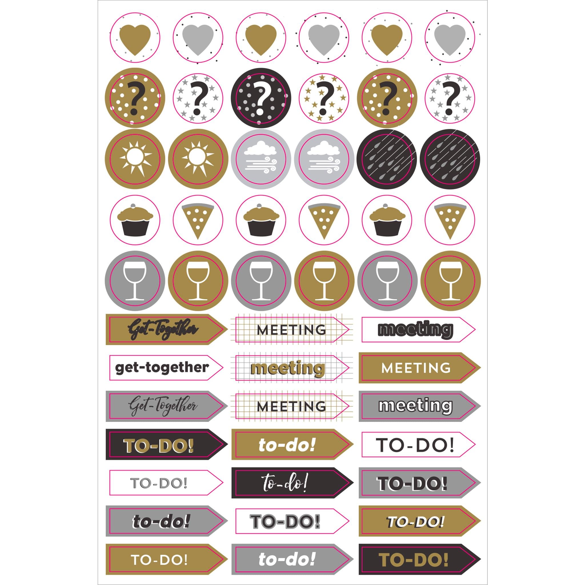 Black and Gold Essentials Planner Stickers - Online Only