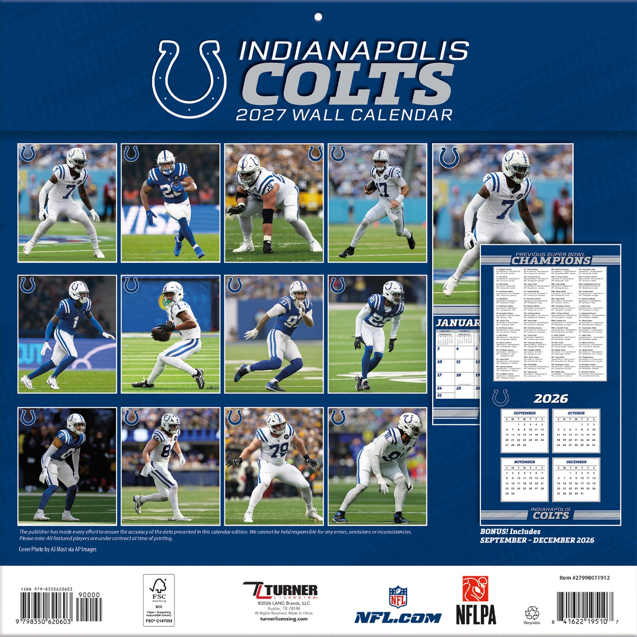 NFL Indianapolis Colts 2027 Wall Calendar - Online Only