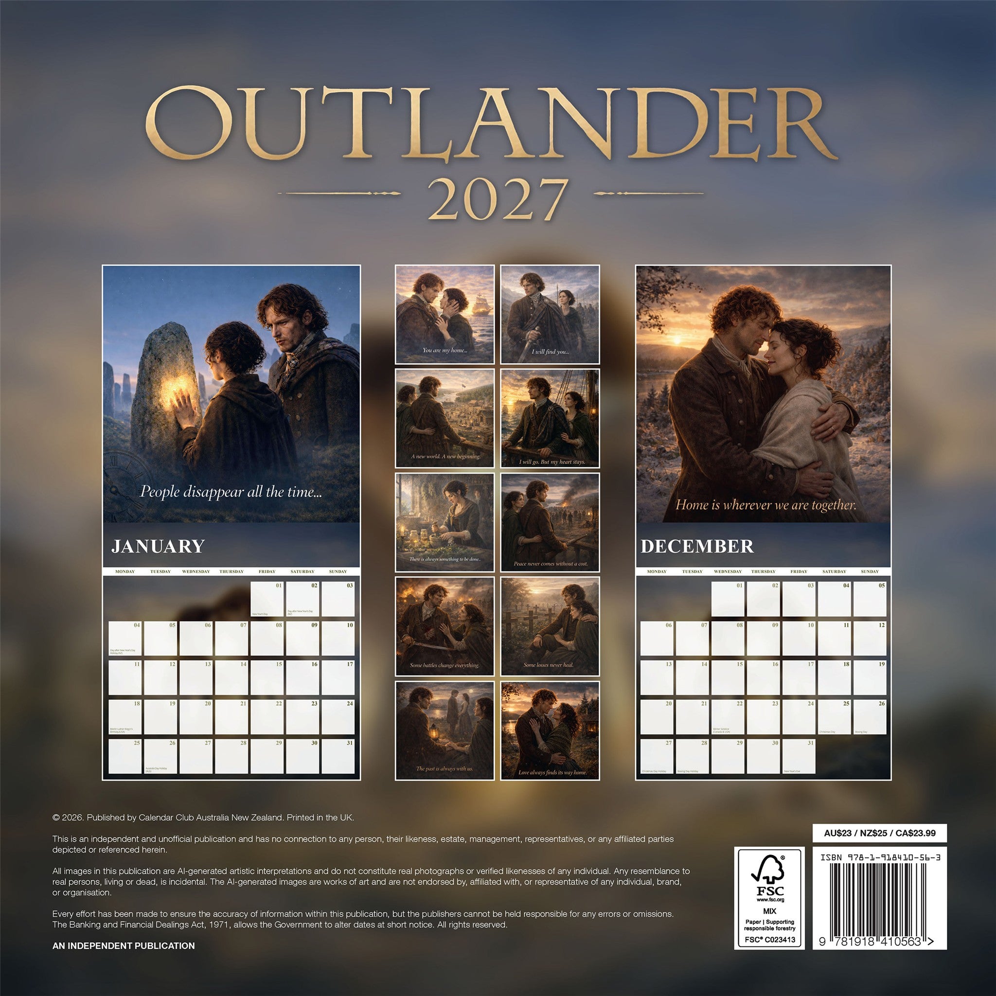 Outlander Unofficial 2027 Wall Calendar
