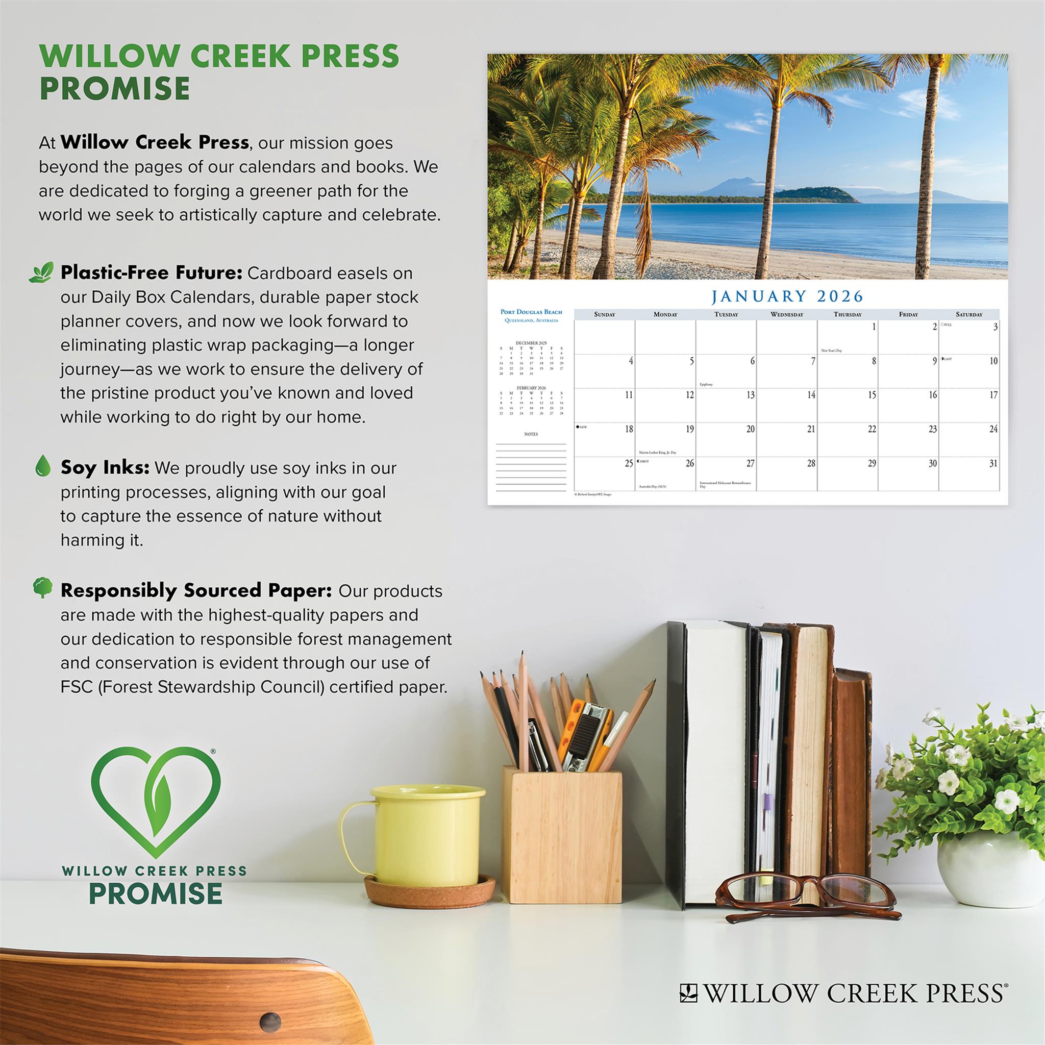 Calendrier mince panoramique des plages 2026