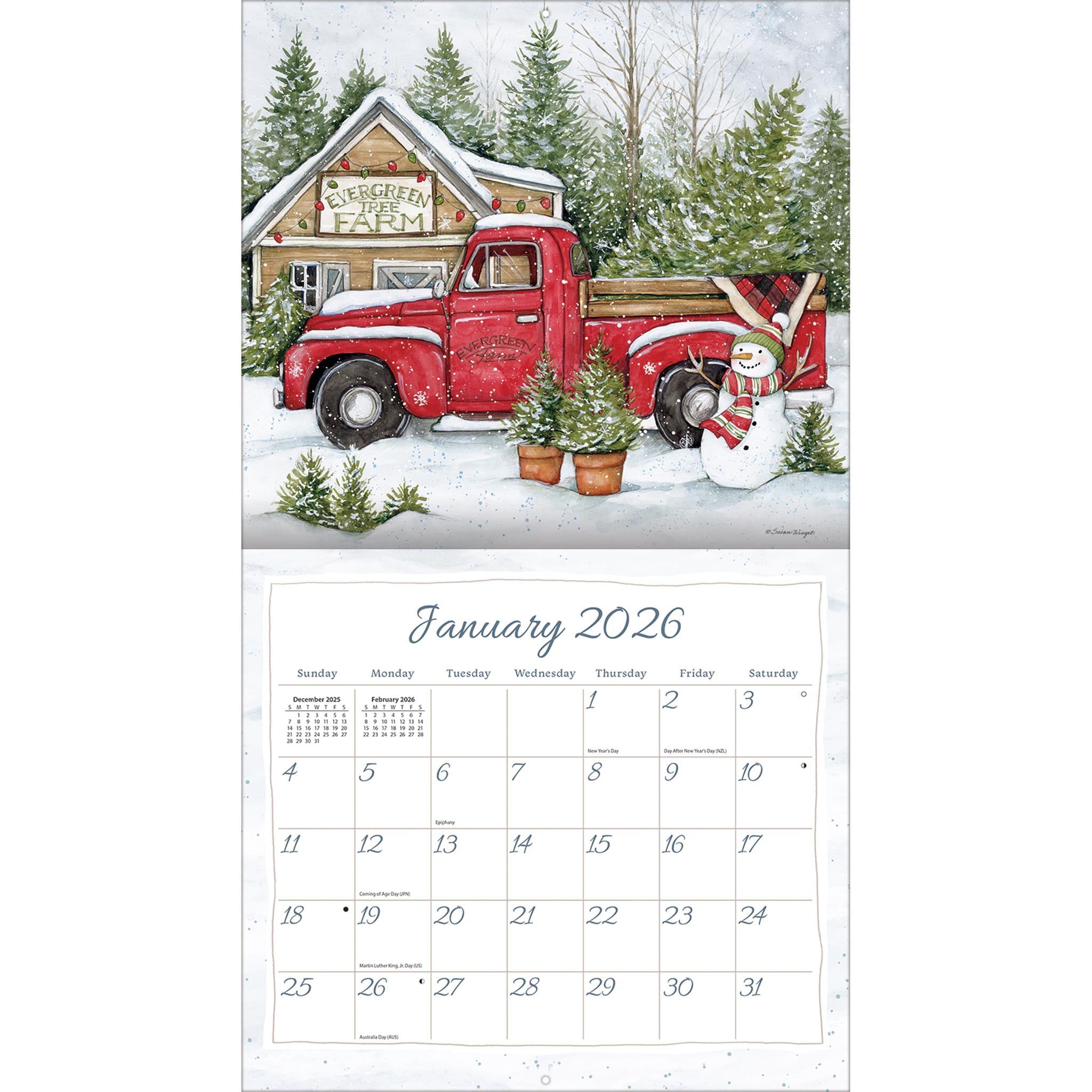 Calendrier mural édition spéciale Truckin Along 2026 avec impression